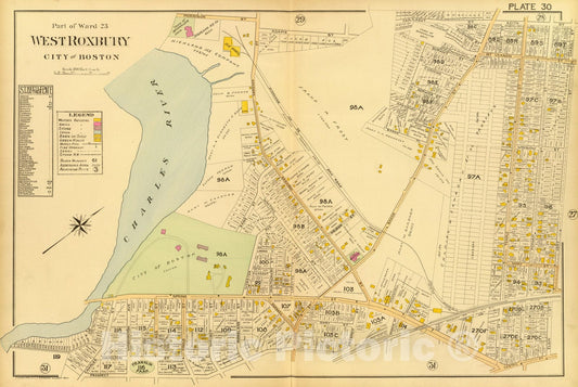 Historic Map : City Atlas - 1899 30. Ward 23 West Roxbury. - Vintage Wall Art