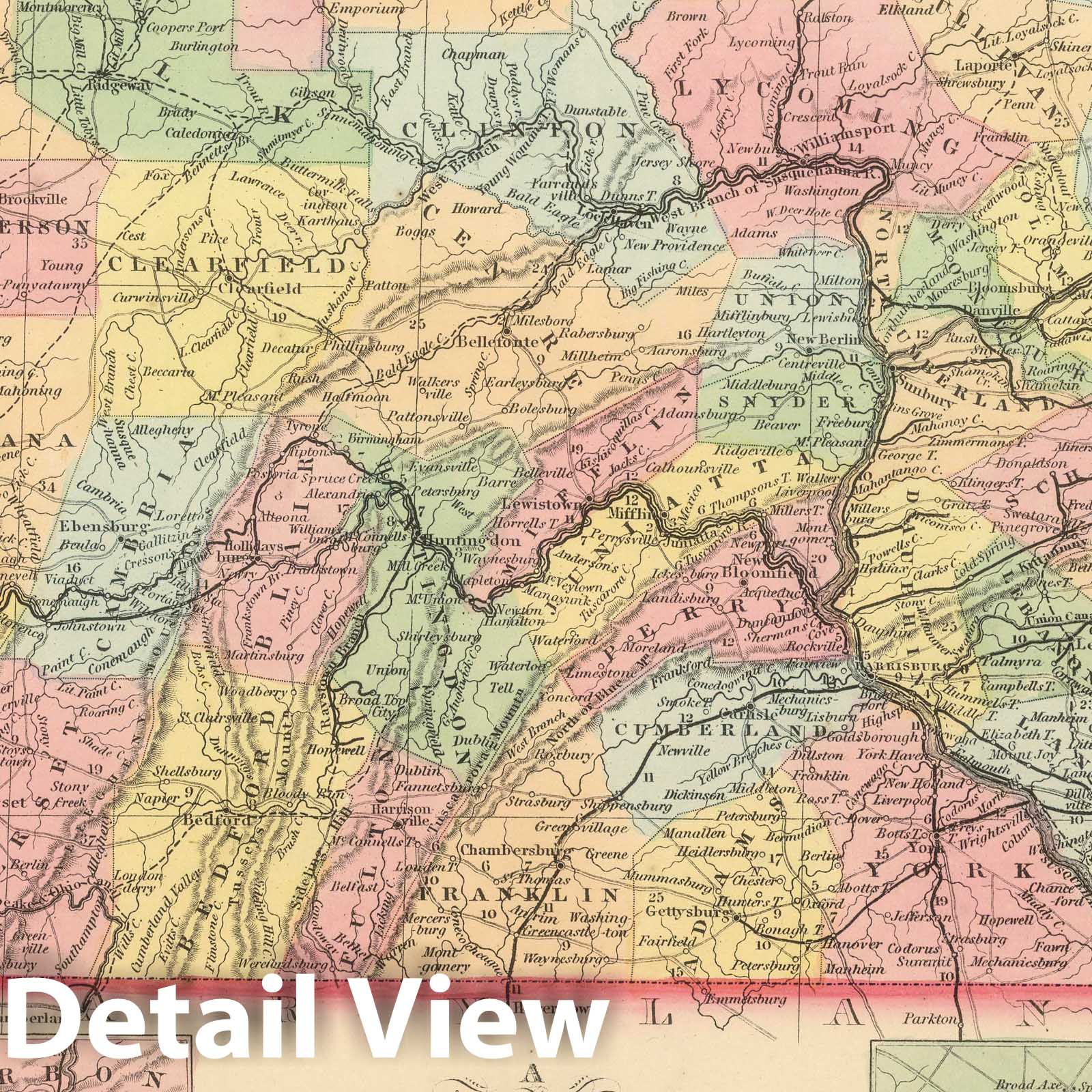 Pennsylvania - Railroad Map, 1859 - Historical Map Print