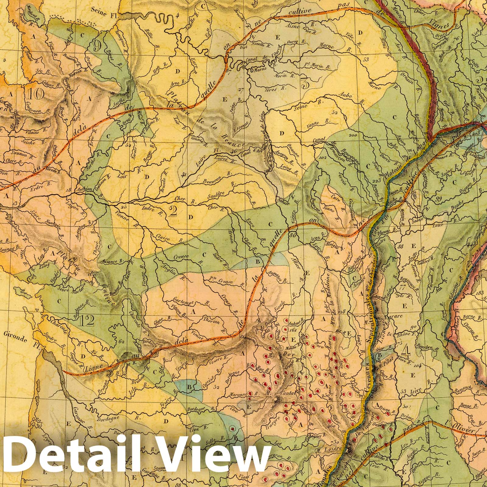France - Geology, 1837 - Historical Geological Map Print