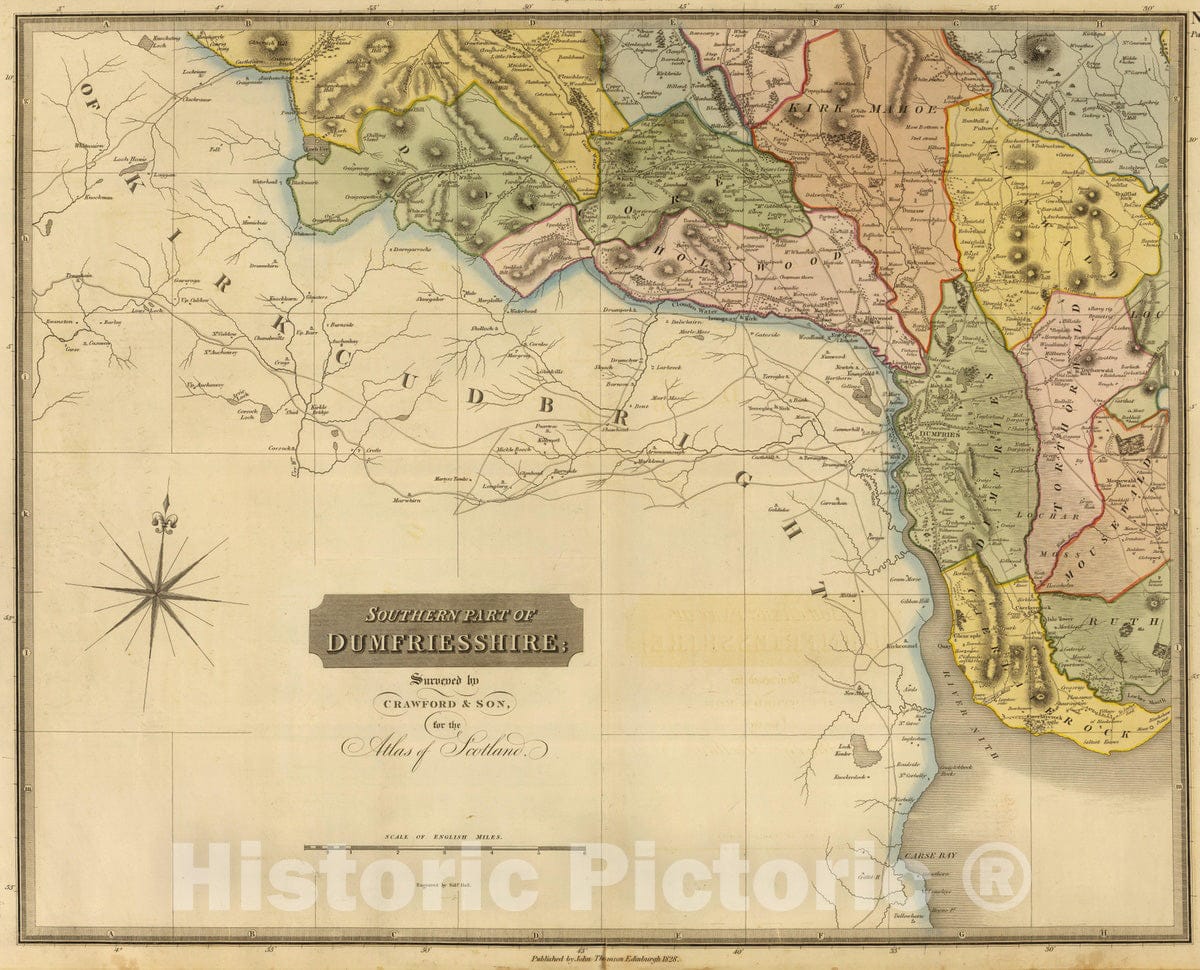 Historic Map : National Atlas - 1832 Dumfriesshire 3 S. - Vintage Wall Art