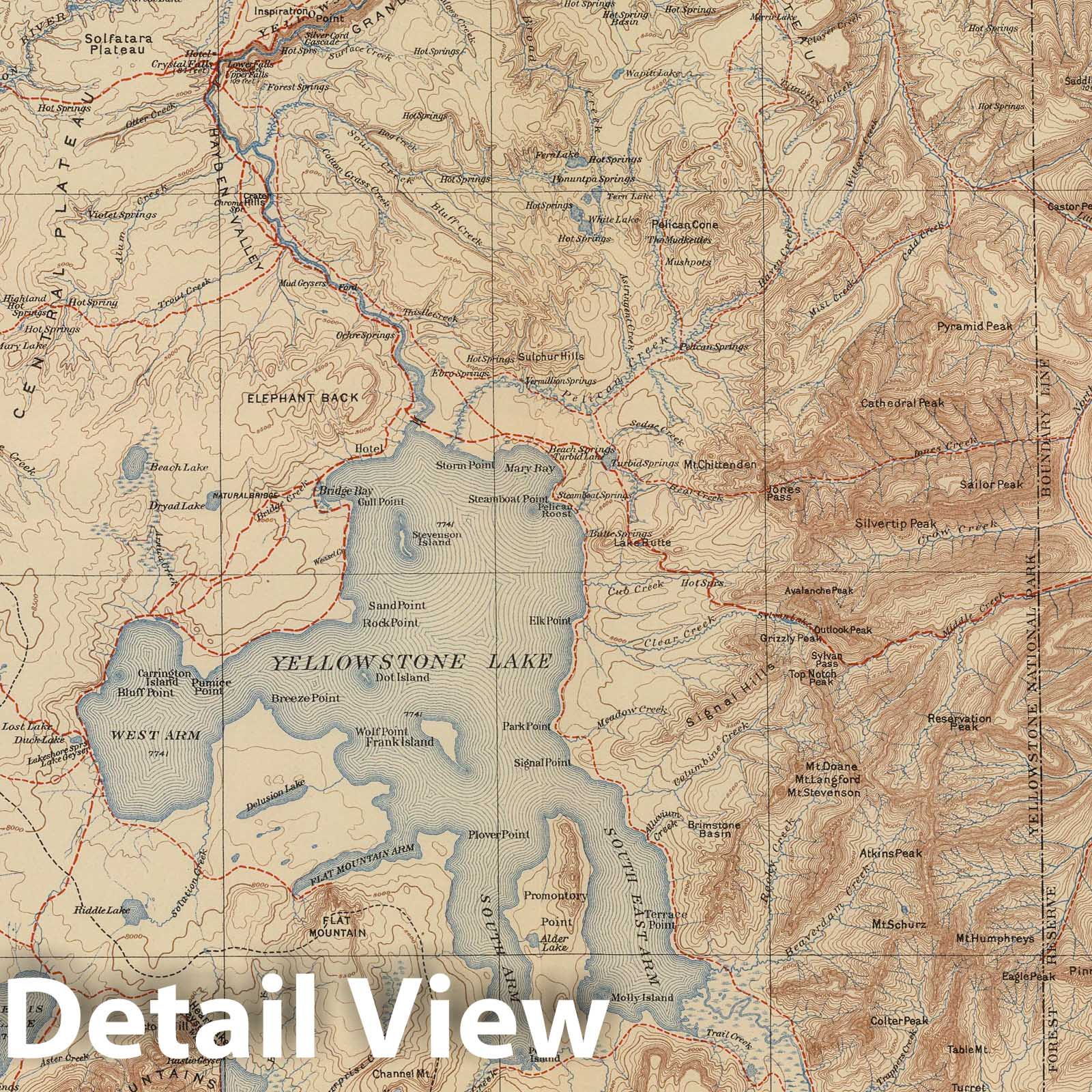 Yellowstone National Park, Wyoming - Road Map, 1904 - Historical Map Print
