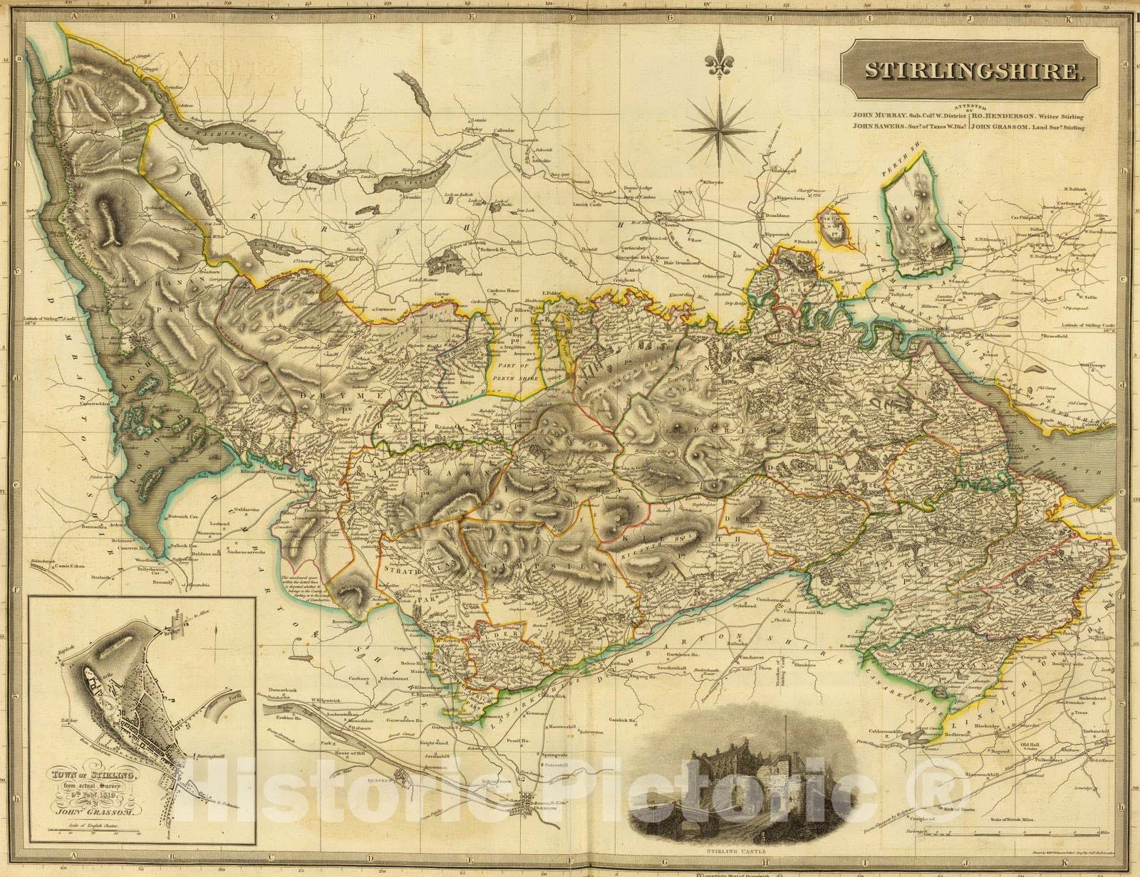 Historic Map : National Atlas - 1832 Stirlingshire. - Vintage Wall Art
