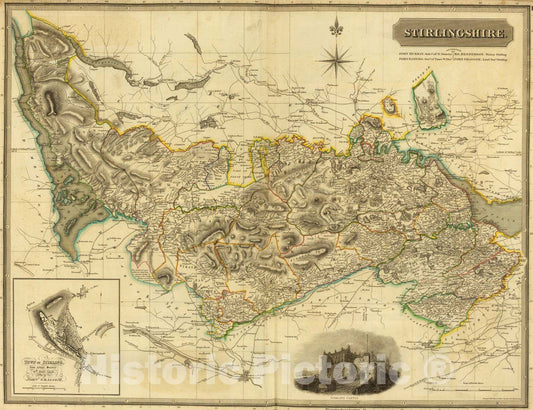 Historic Map : National Atlas - 1832 Stirlingshire. - Vintage Wall Art