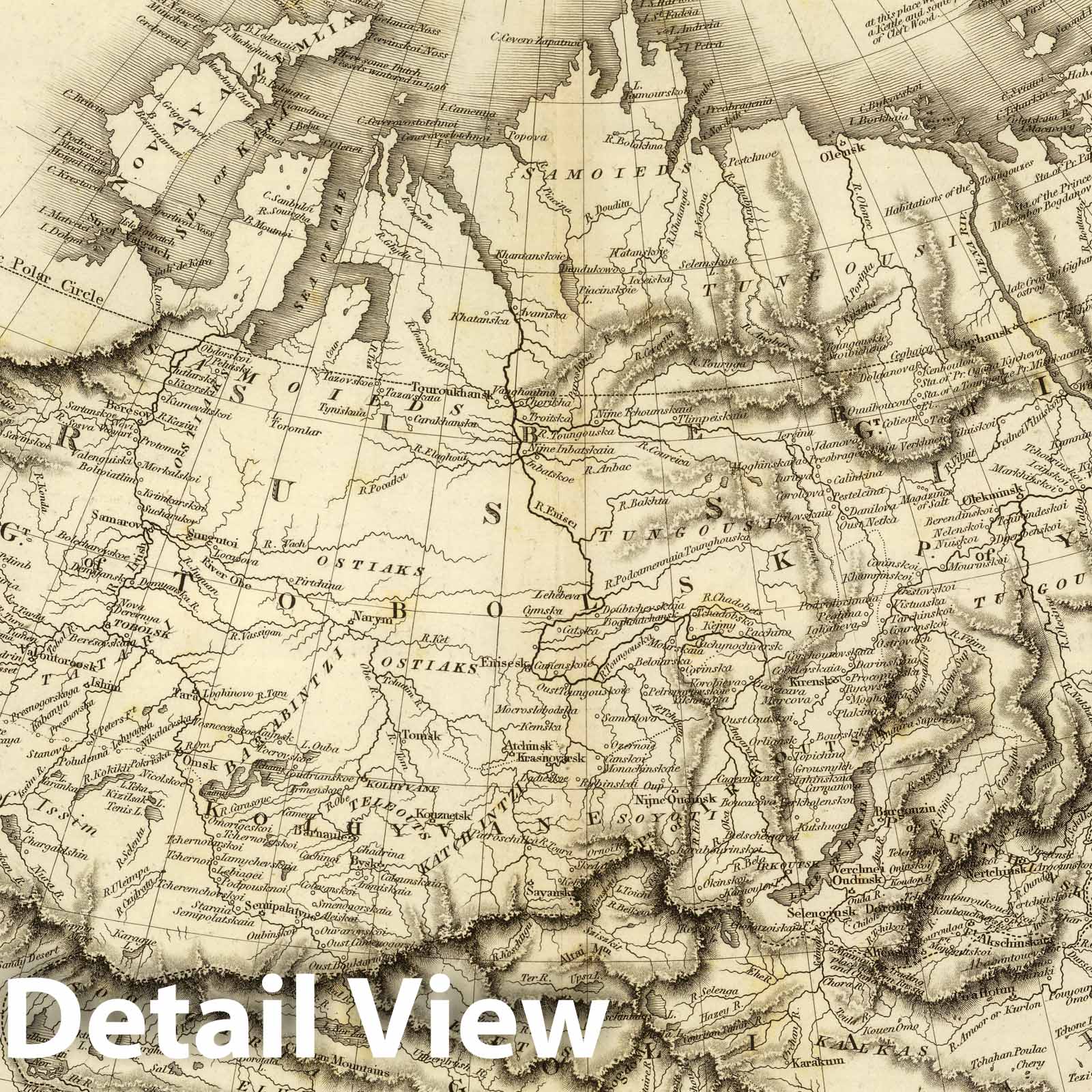 Russia in Asia - River Map, 1814 - Historical Map Reproduction