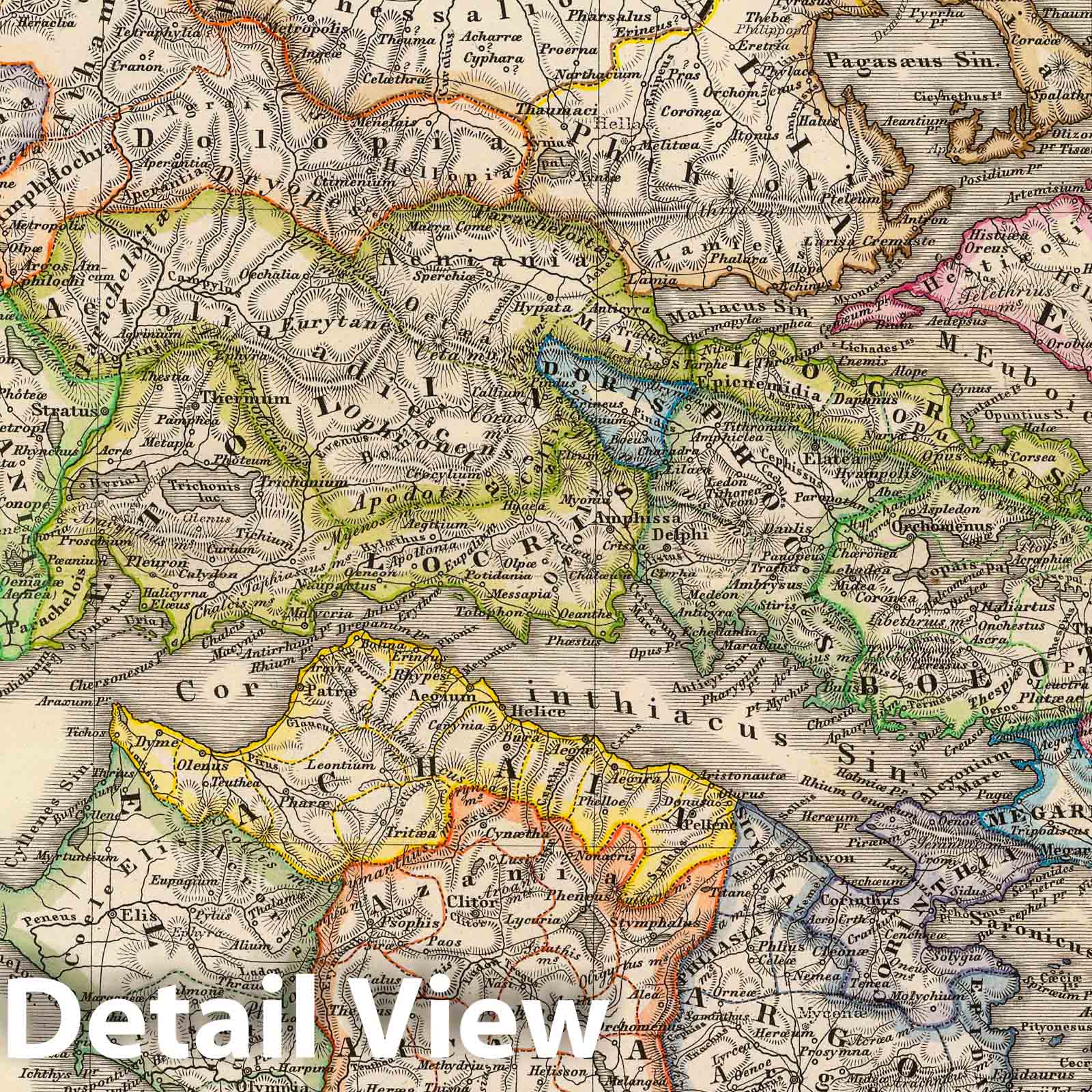 Ancient Greece and Epirus, 1865 - Historical Map Print