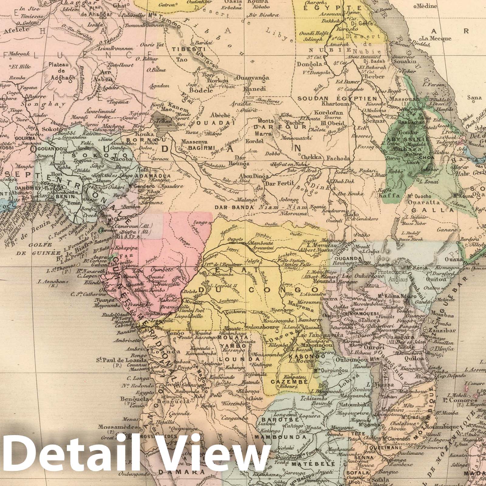 Africa - Railroad Map, 1892 - Historical Map Print