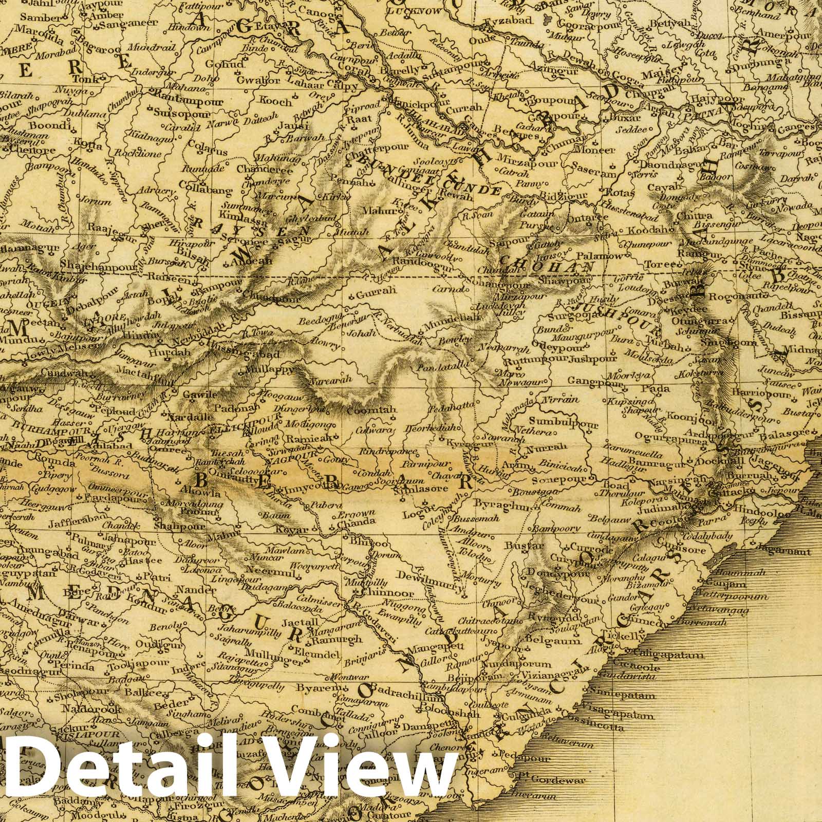 India - River Map, 1814 - Historical Map Print