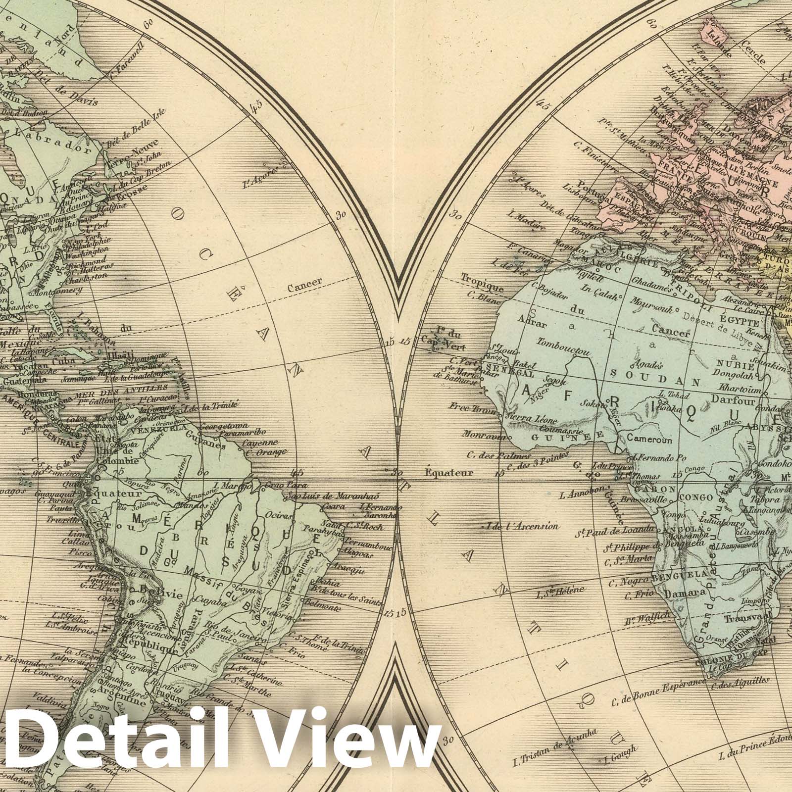 World Map - Railroad Map, 1892 - Hand-Colored Historical Map Print
