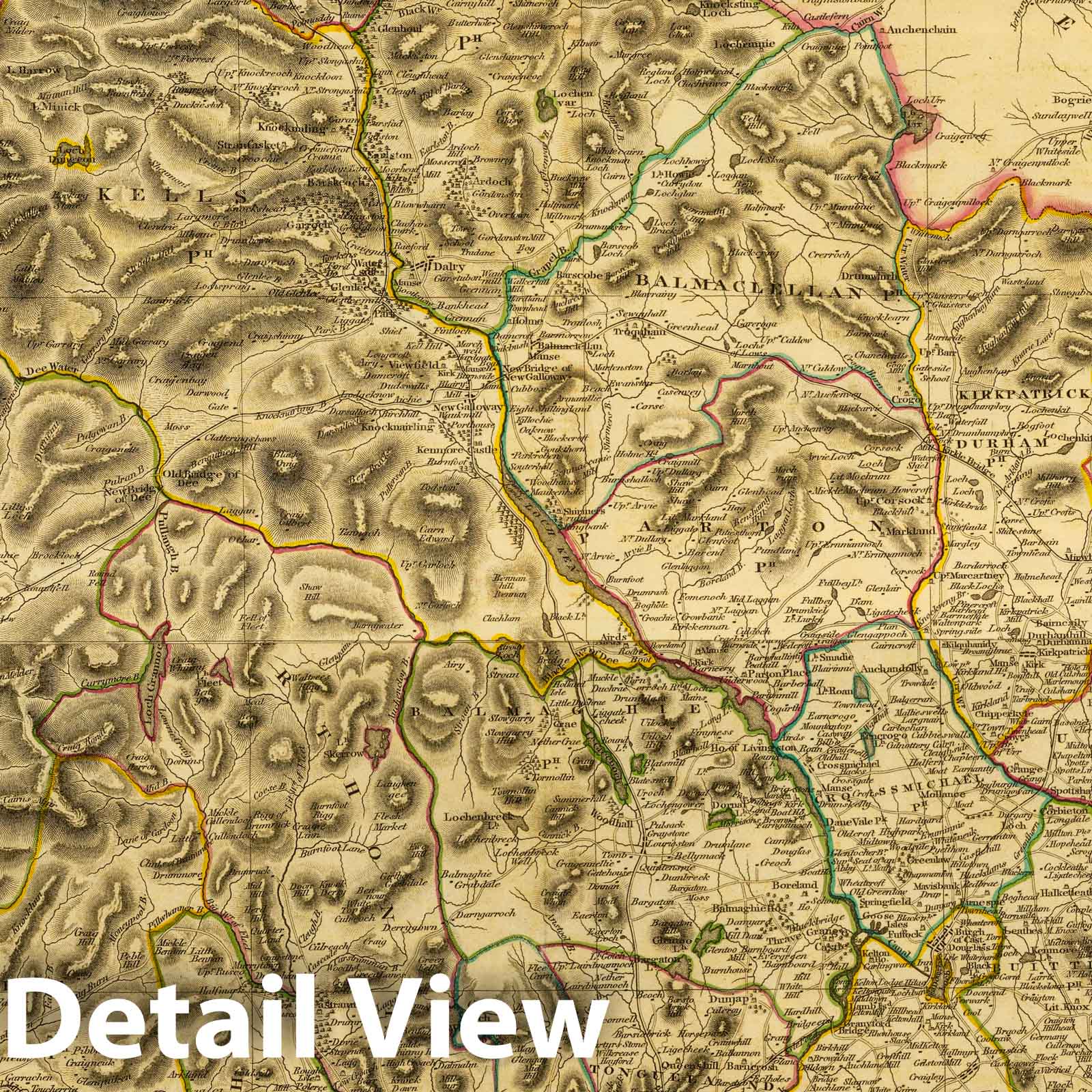 Kirkcudbright, Scotland - Road Map, 1832 - Historical Map Print