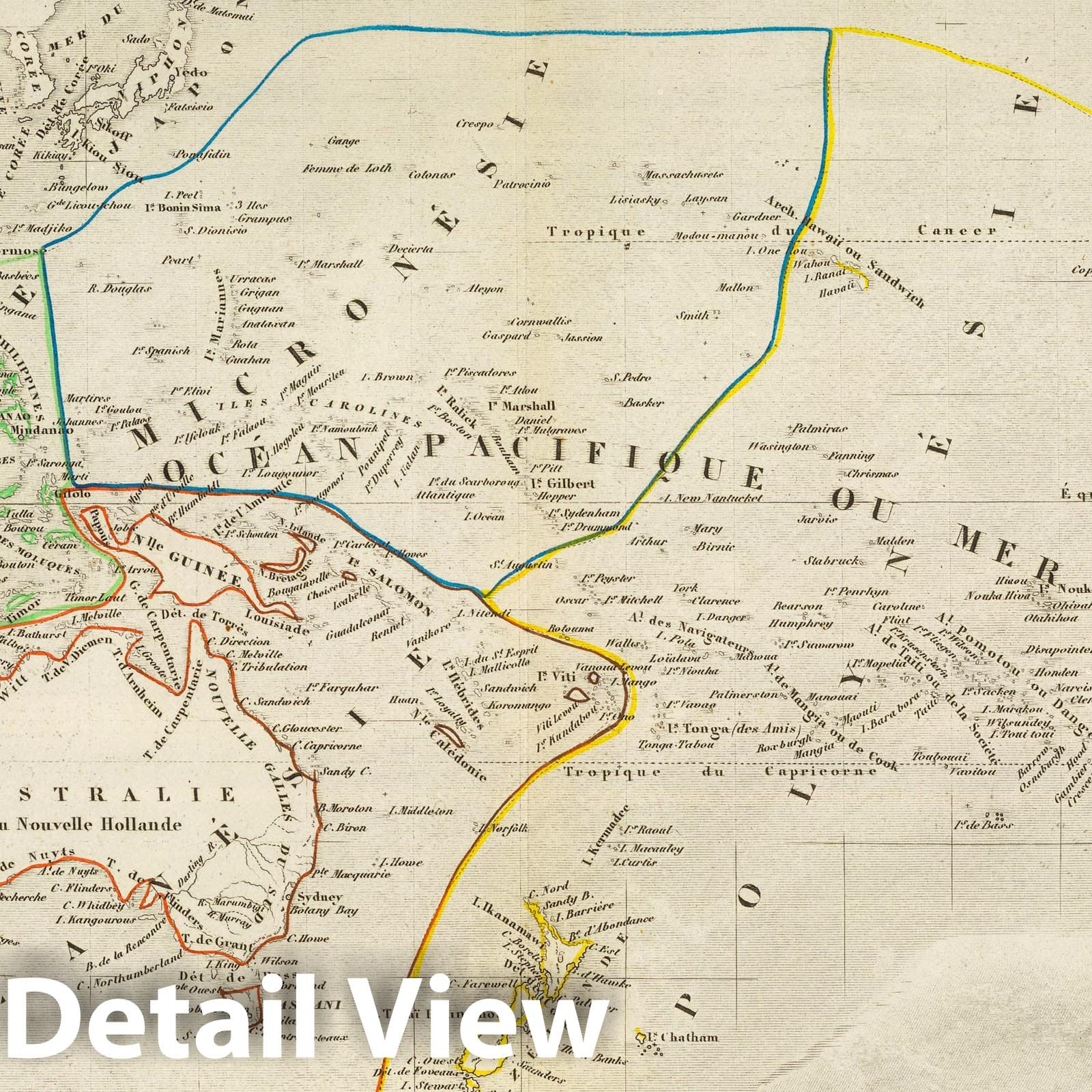 Oceania - Road Map, 1856 - Historical Map Print