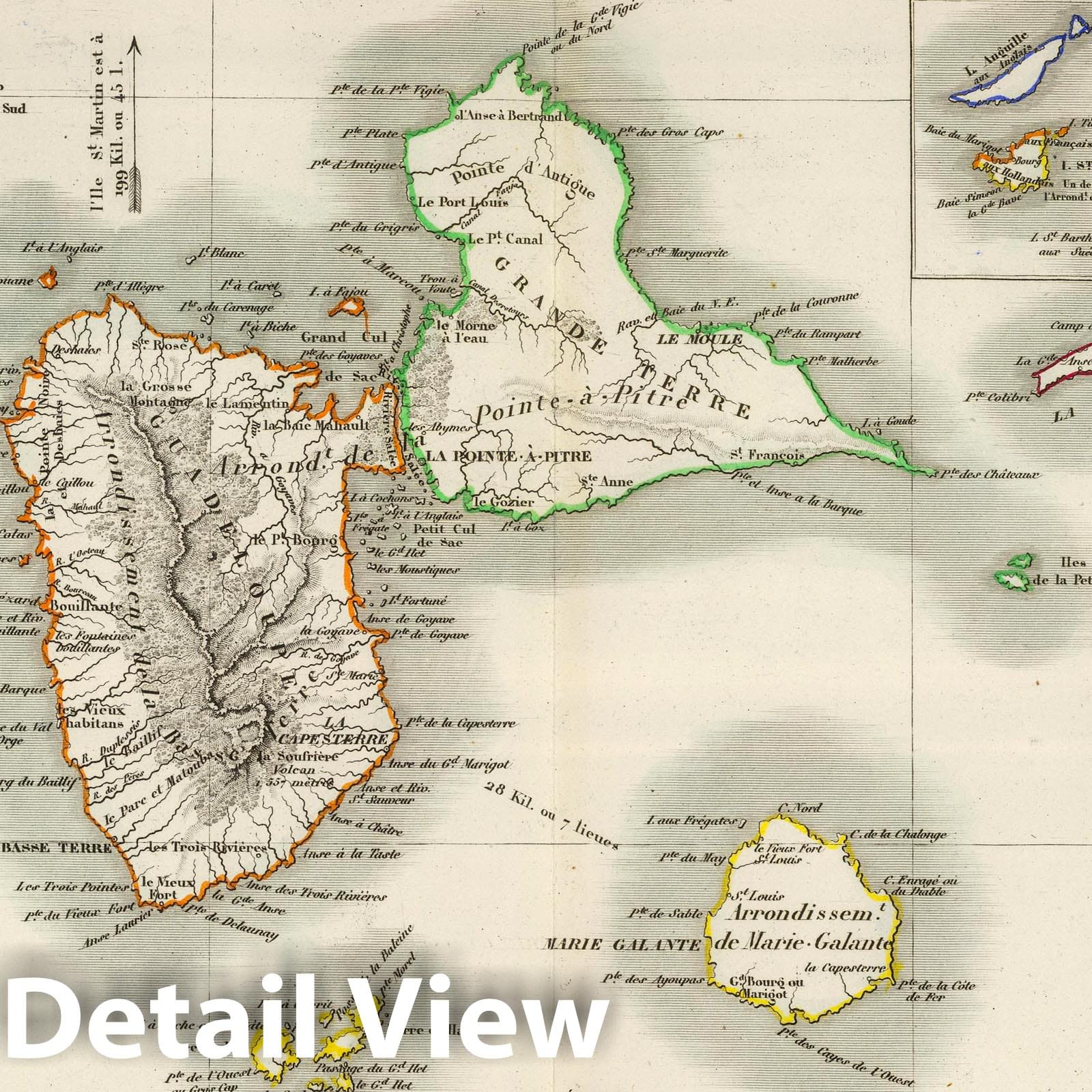 Guadeloupe - Road Map, 1856 - Historical Map Print