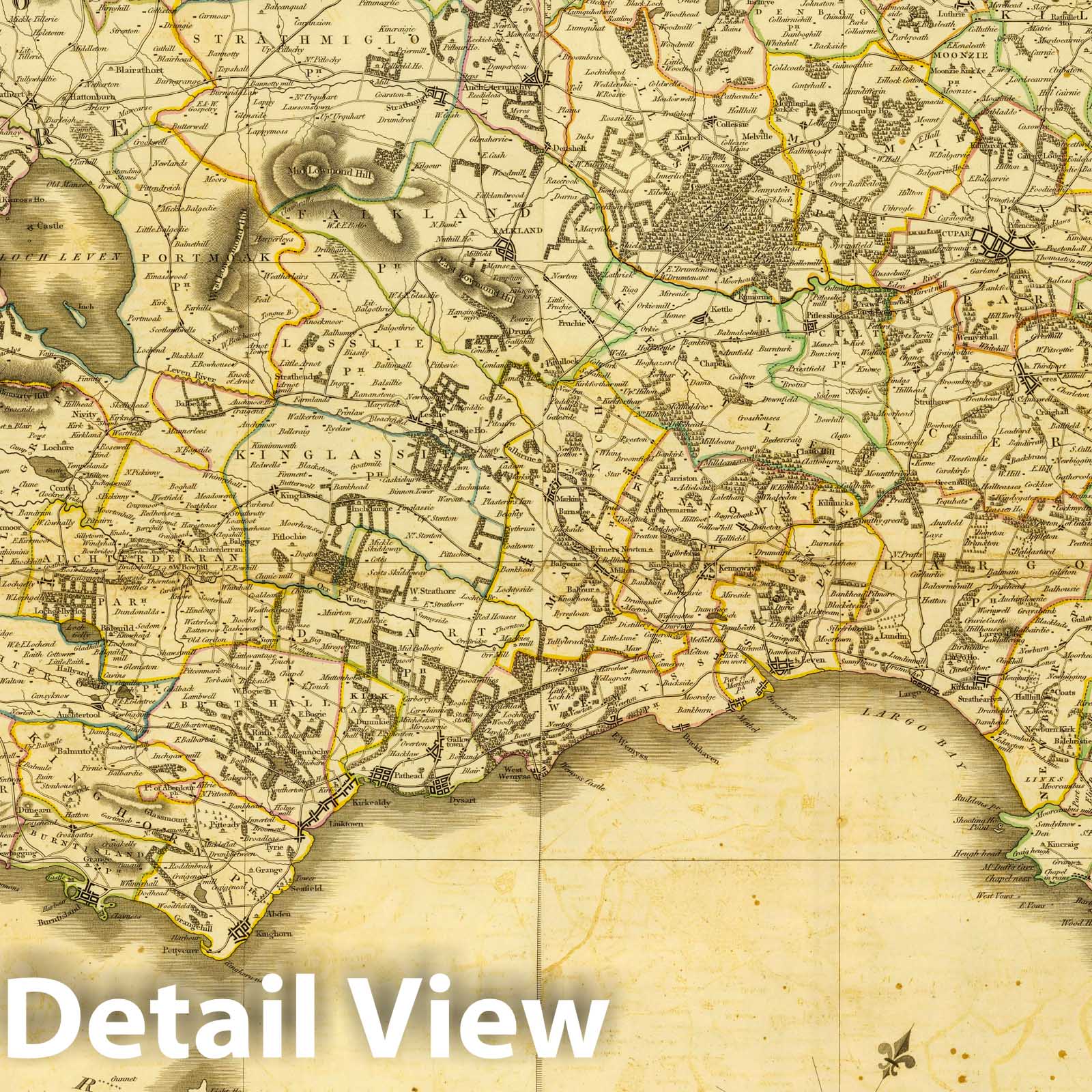 Fife and Kinross, Scotland - Road Map, 1832 - Historical Map Print