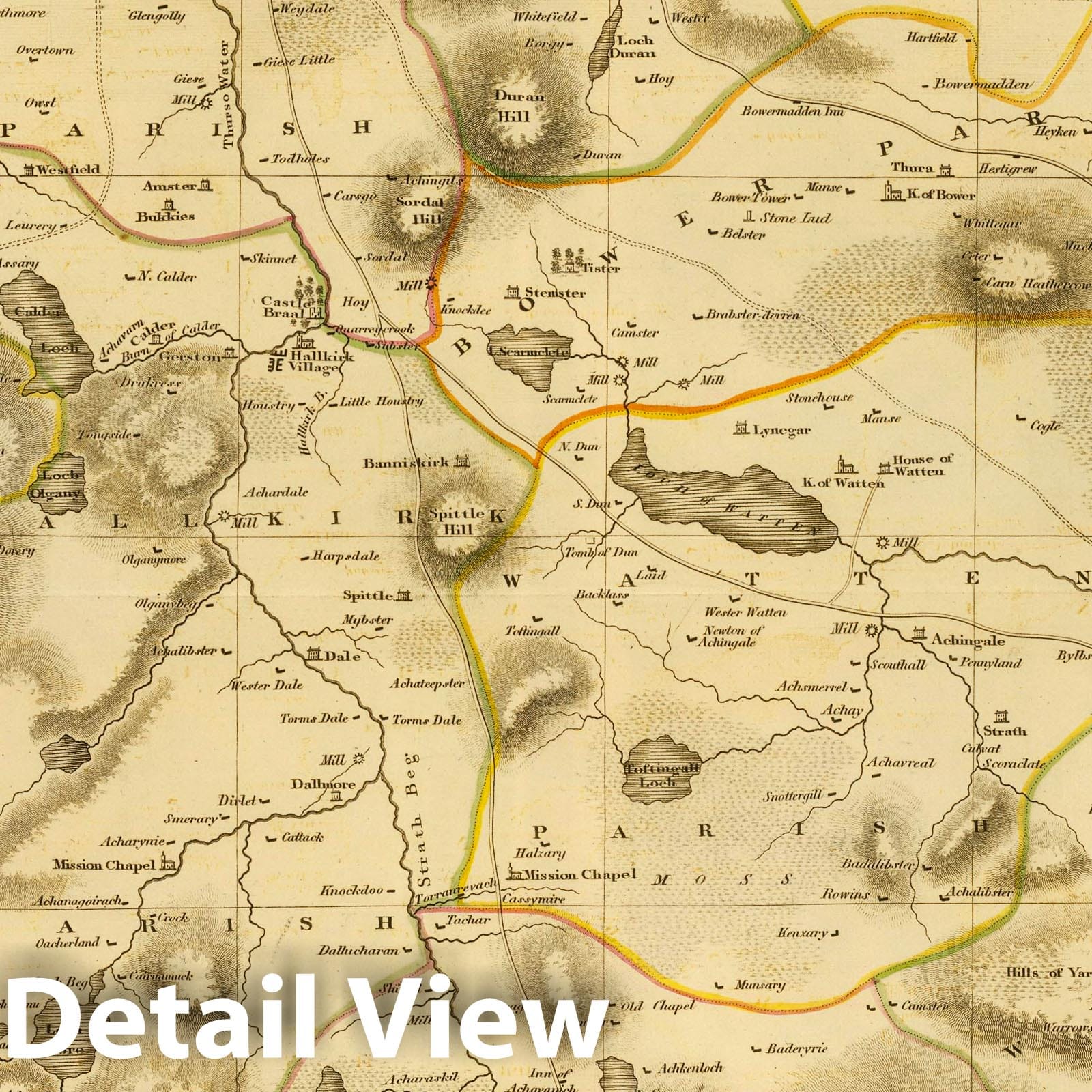 Caithness, Scotland - Road Map, 1832 - Historical Map Reproduction