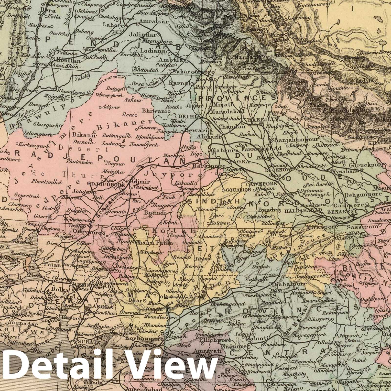 India, Nepal, and Central Asia - Railroad Map, 1892