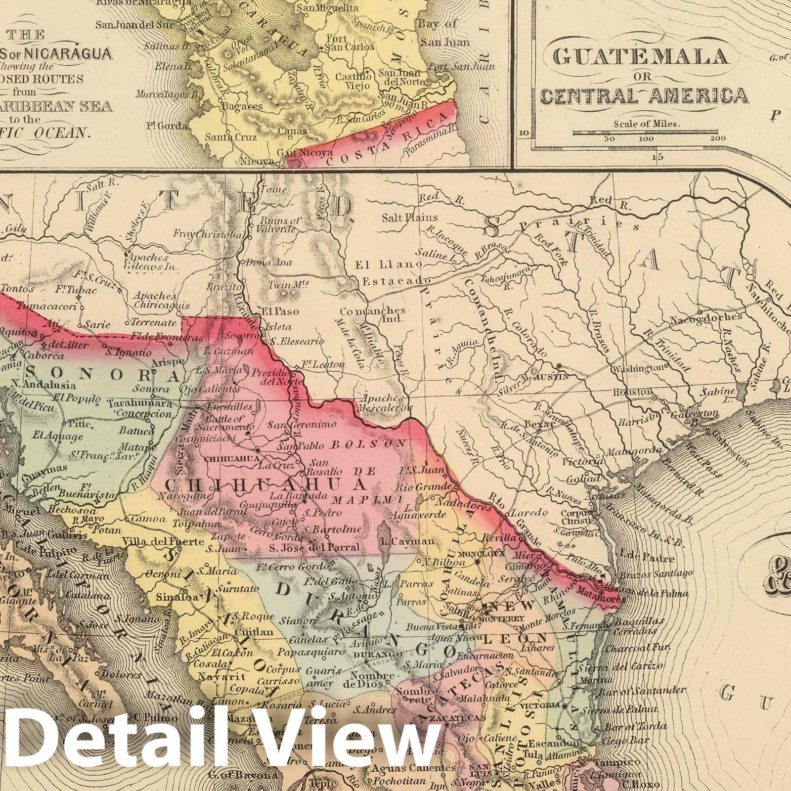 Mexico and Guatemala - Railroad Map, 1859 - Historical Map Print