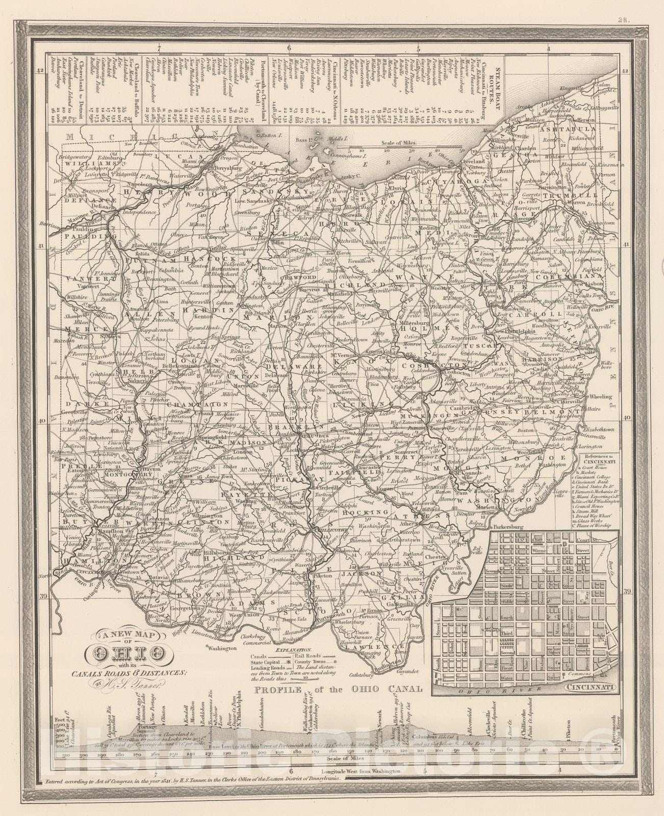 Historic Map : 1848 Ohio. v1 - Vintage Wall Art