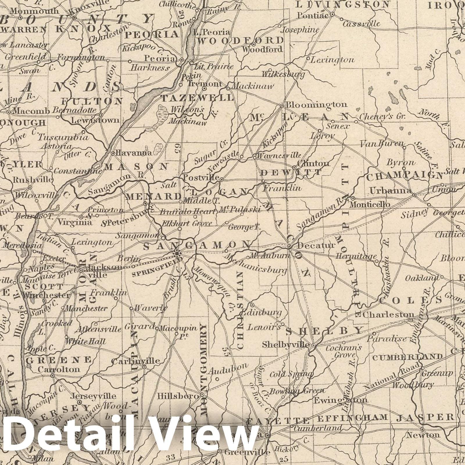 Illinois - Railroad Map, 1848 - Historical Map Print