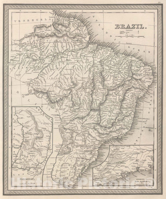 Historic Map : 1848 Brazil. - Vintage Wall Art
