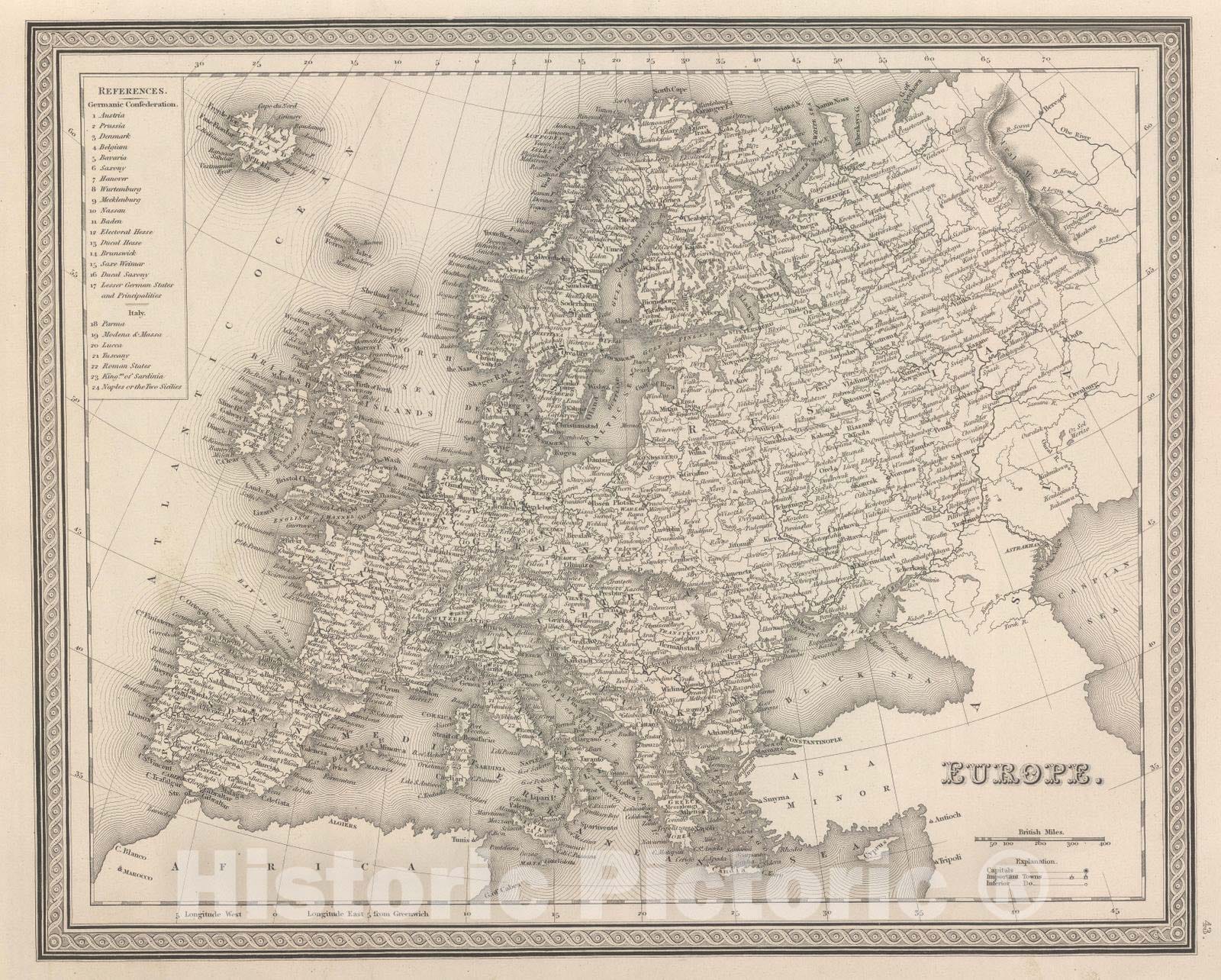 Historic Map : 1848 Europe. v1 - Vintage Wall Art
