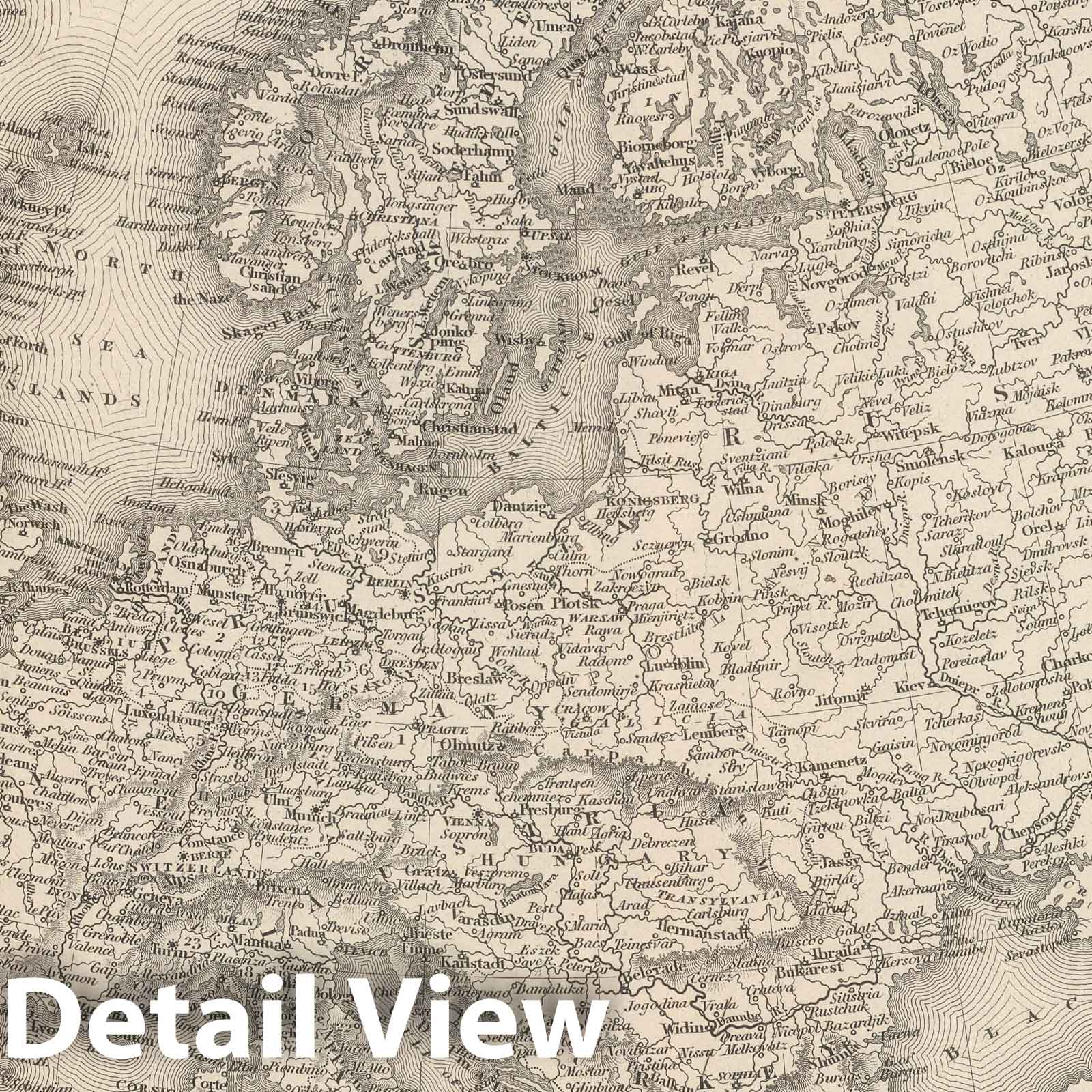 Europe, 1848 - Historical Map Print from Mitchell's Universal Atlas