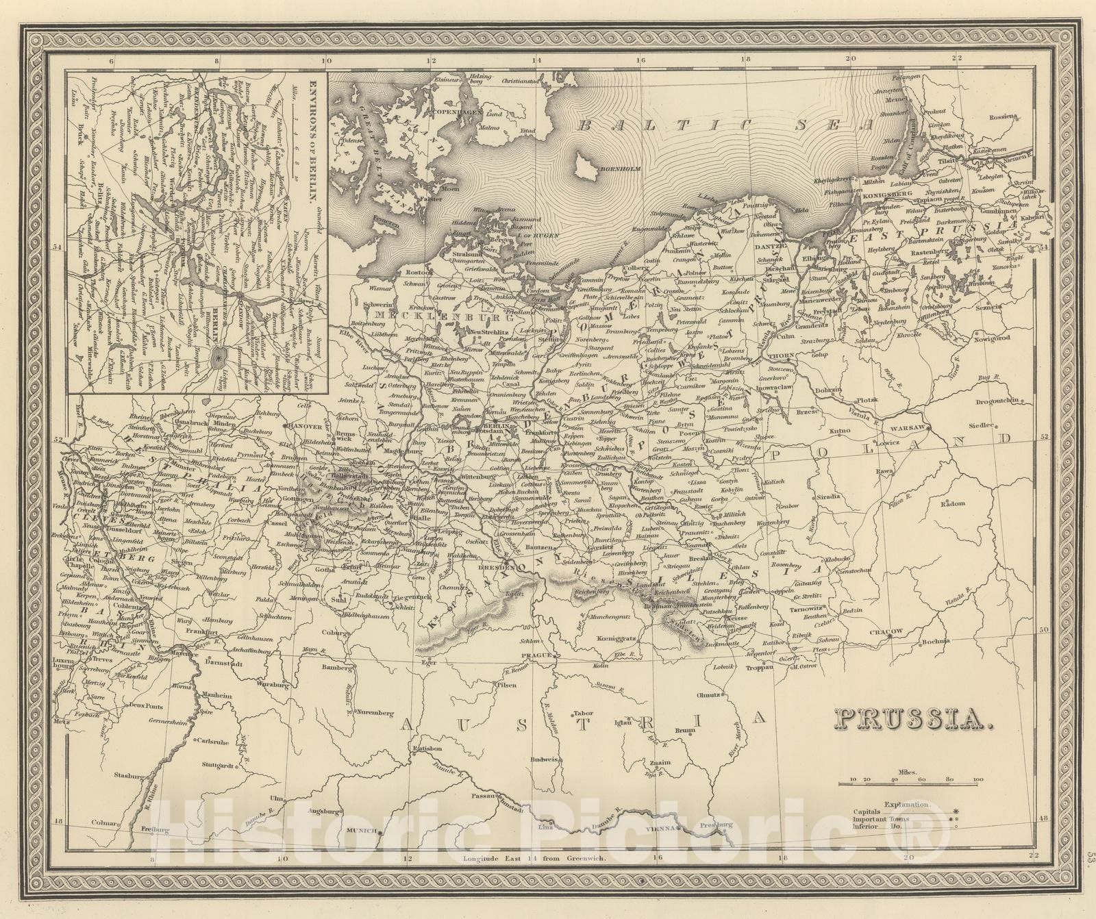 Historic Map : 1848 Prussia. - Vintage Wall Art