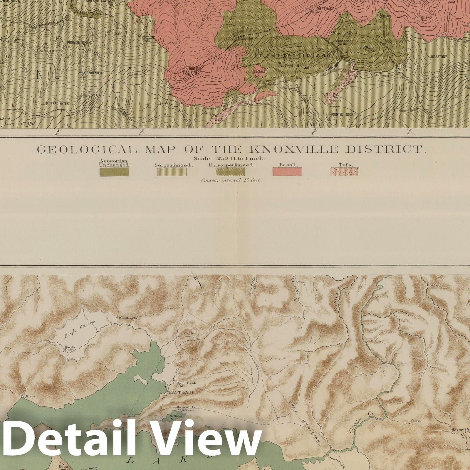 Knoxville District and Clear Lake Region, California - Geological Map 1887
