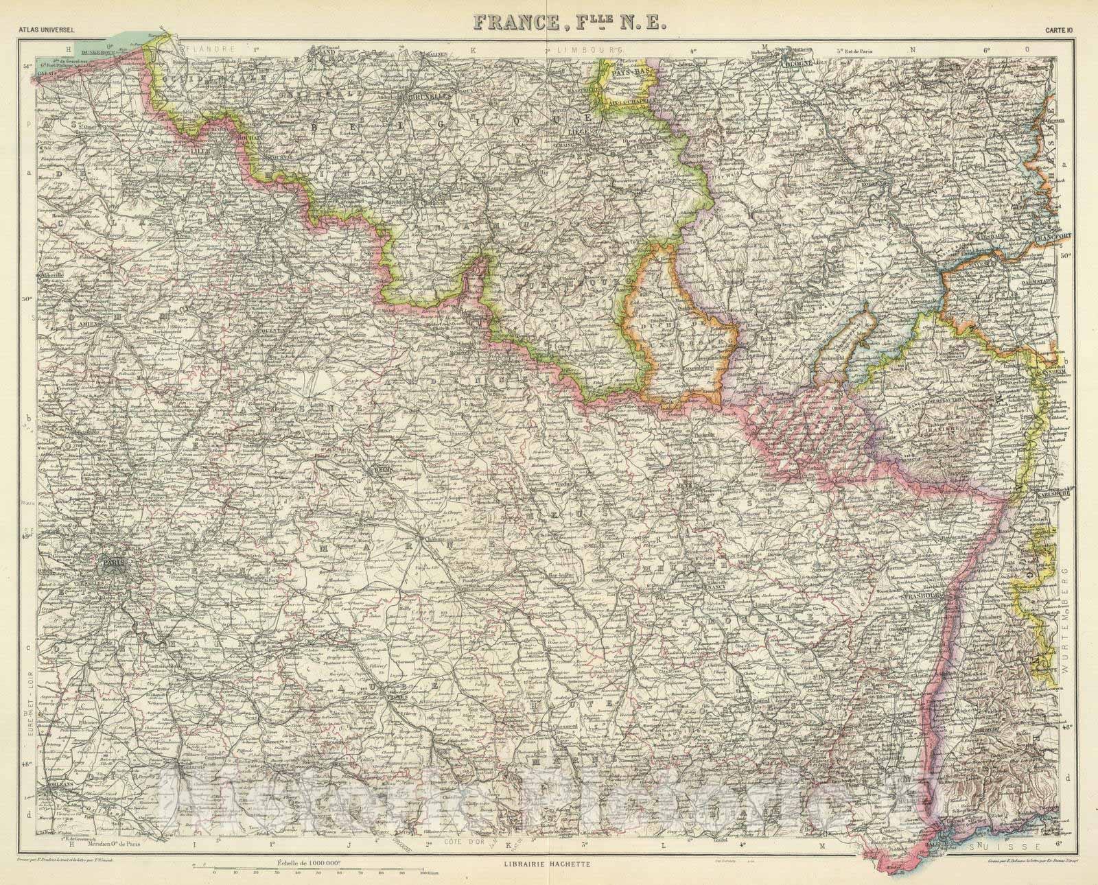 Historic Map : France, 1930 France Flle. N.E. , Vintage Wall Art