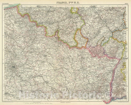 Historic Map : France, 1930 France Flle. N.E. , Vintage Wall Art