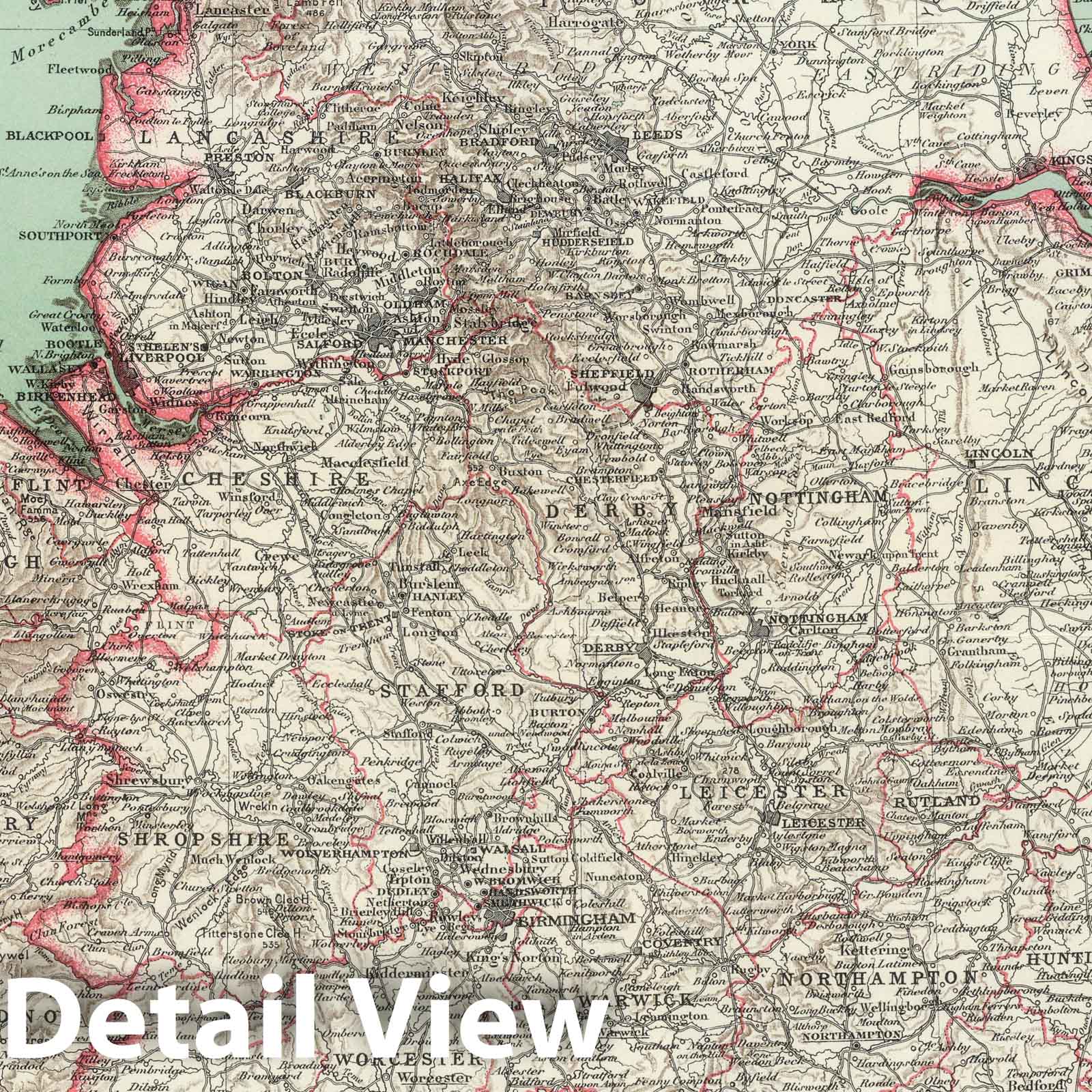 England 1937 Historical Map Print - Vintage Atlas Plate Reproduction