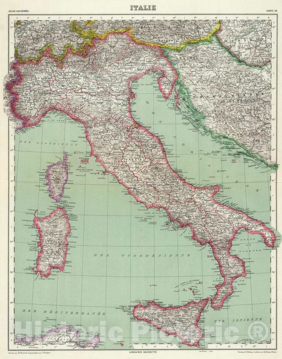 Historic Map : Italy, 1936 Italie. , Vintage Wall Art
