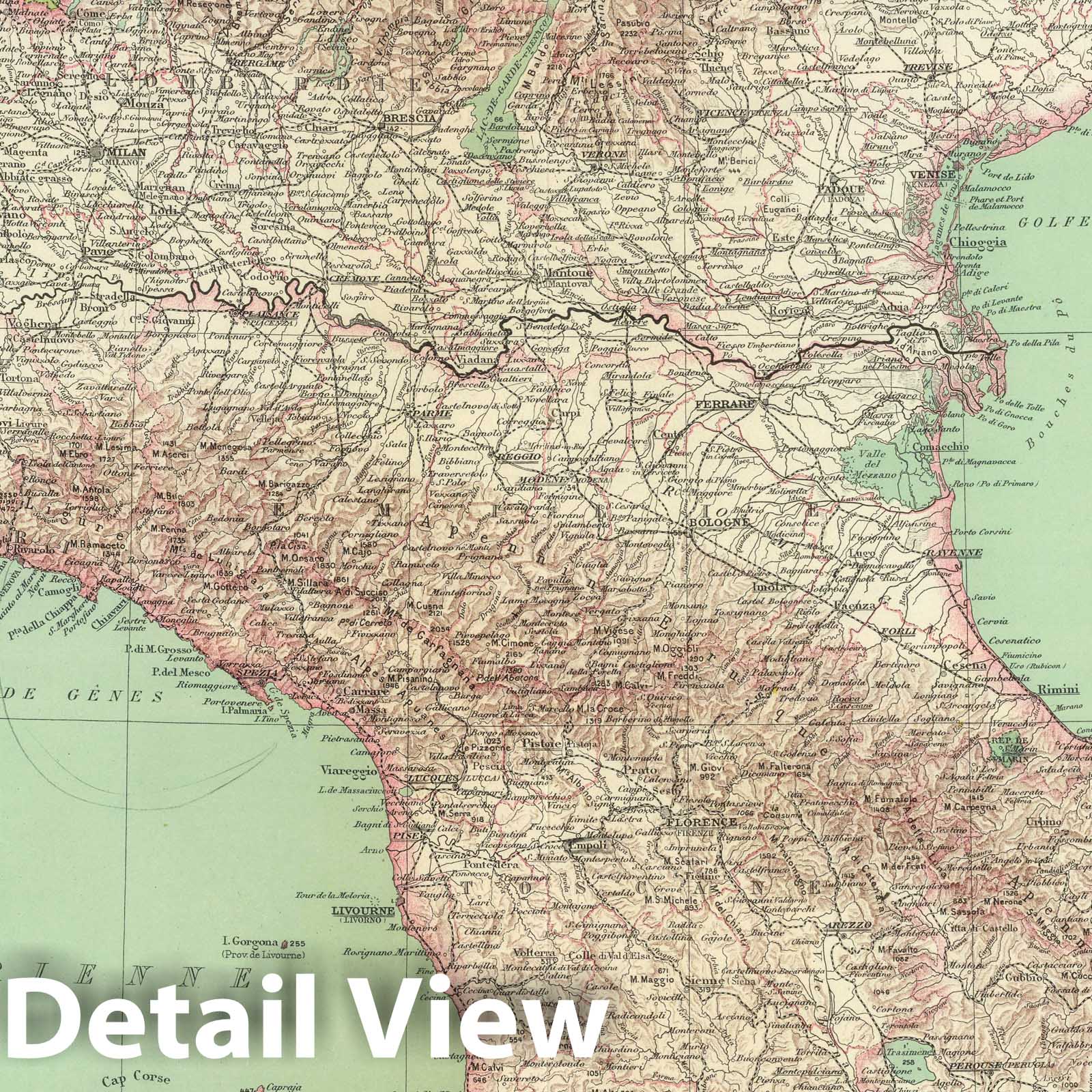 Northern Italy, 1930 - Historical Map Print
