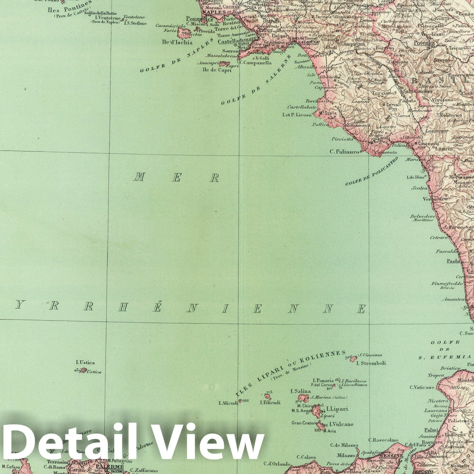 Southern Italy, 1930 - Historical Map Print