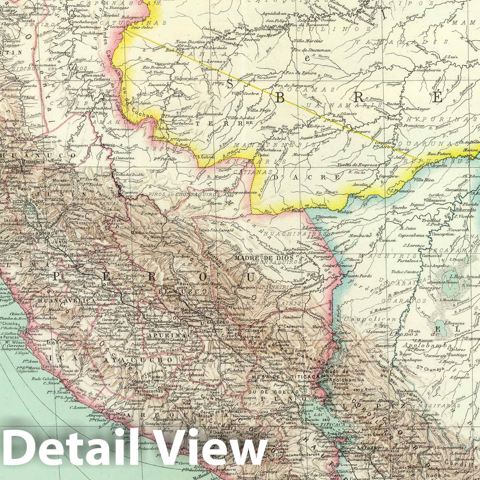 Peru and Bolivia - Boundary Map, 1931 - Historical Map Print