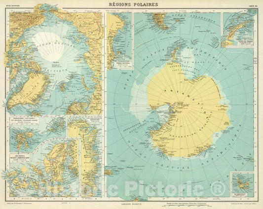 Historic Map : 1931 Regions Polaires - Vintage Wall Art