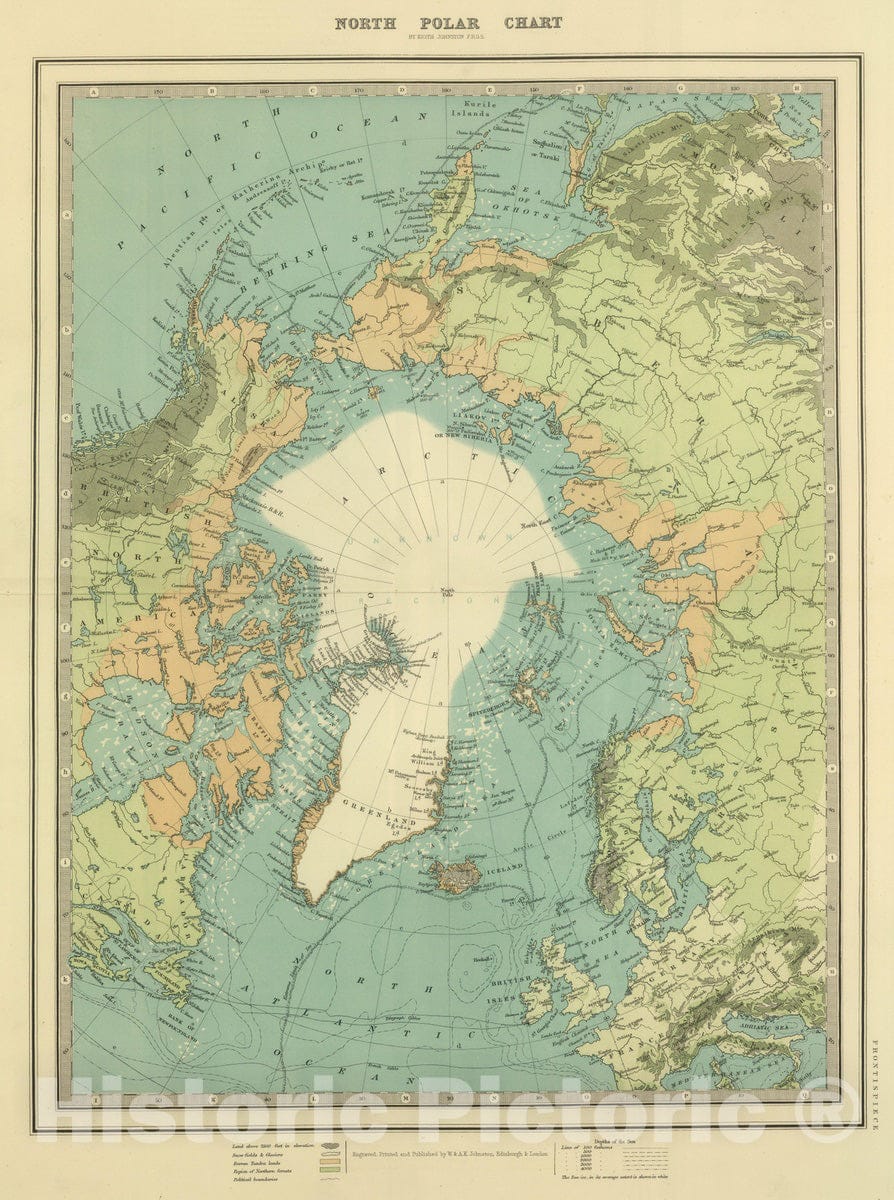 Historic Wall Map : 1879 Frontispiece: North Pole Chart. - Vintage Wall Art