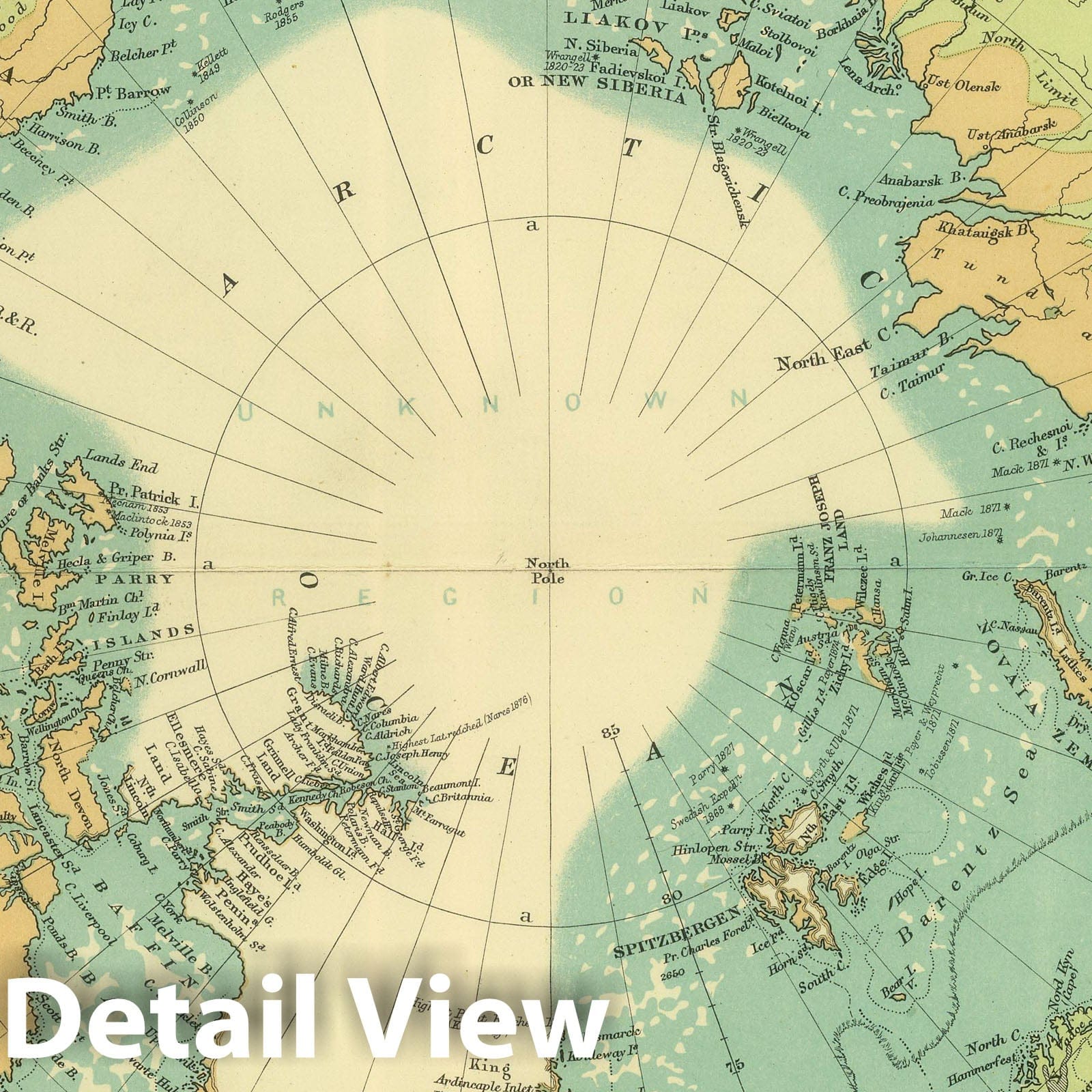 North Pole - Nautical Chart, 1879 - Historical Map Print