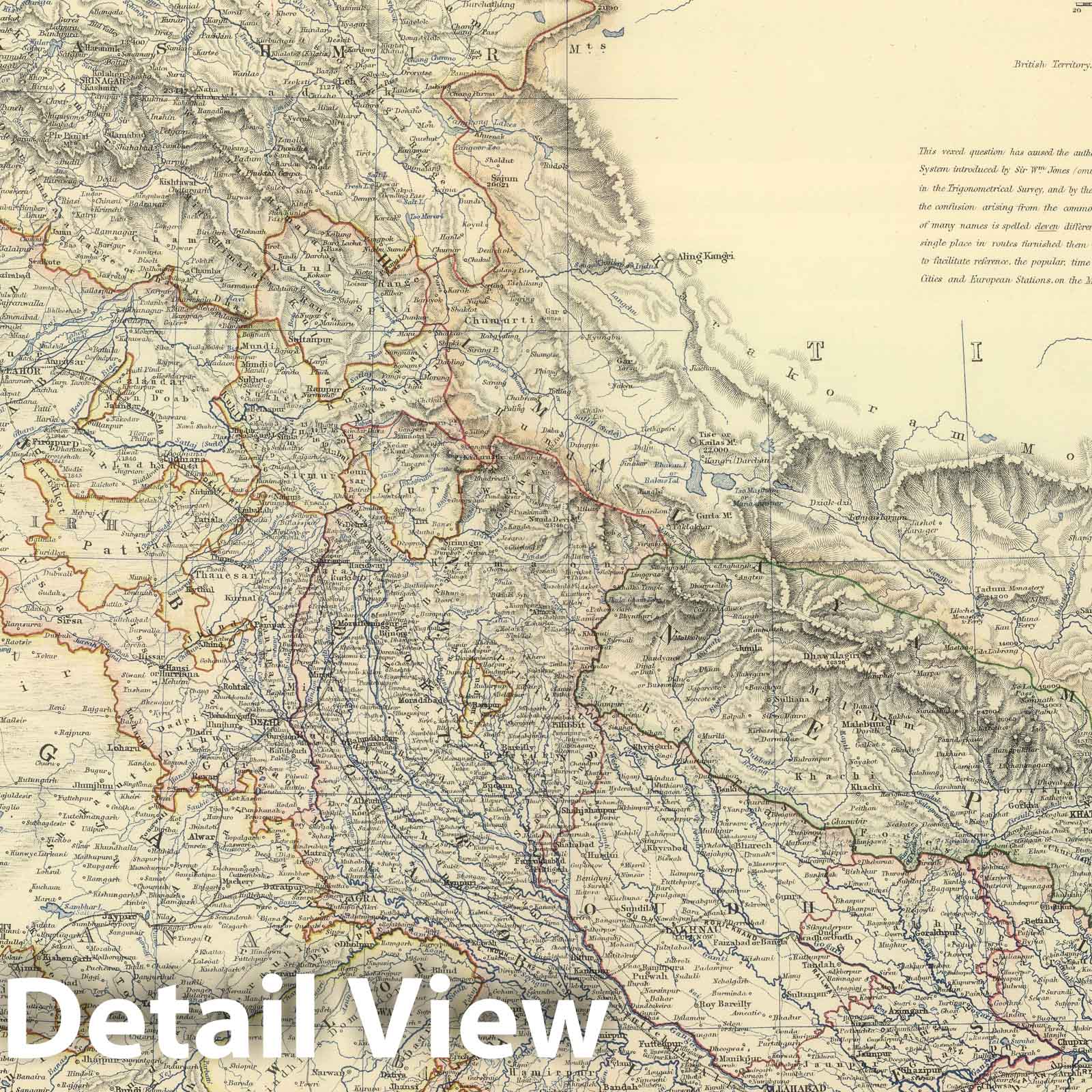 Northern India, 1879 - Historical Map Print from Royal Atlas