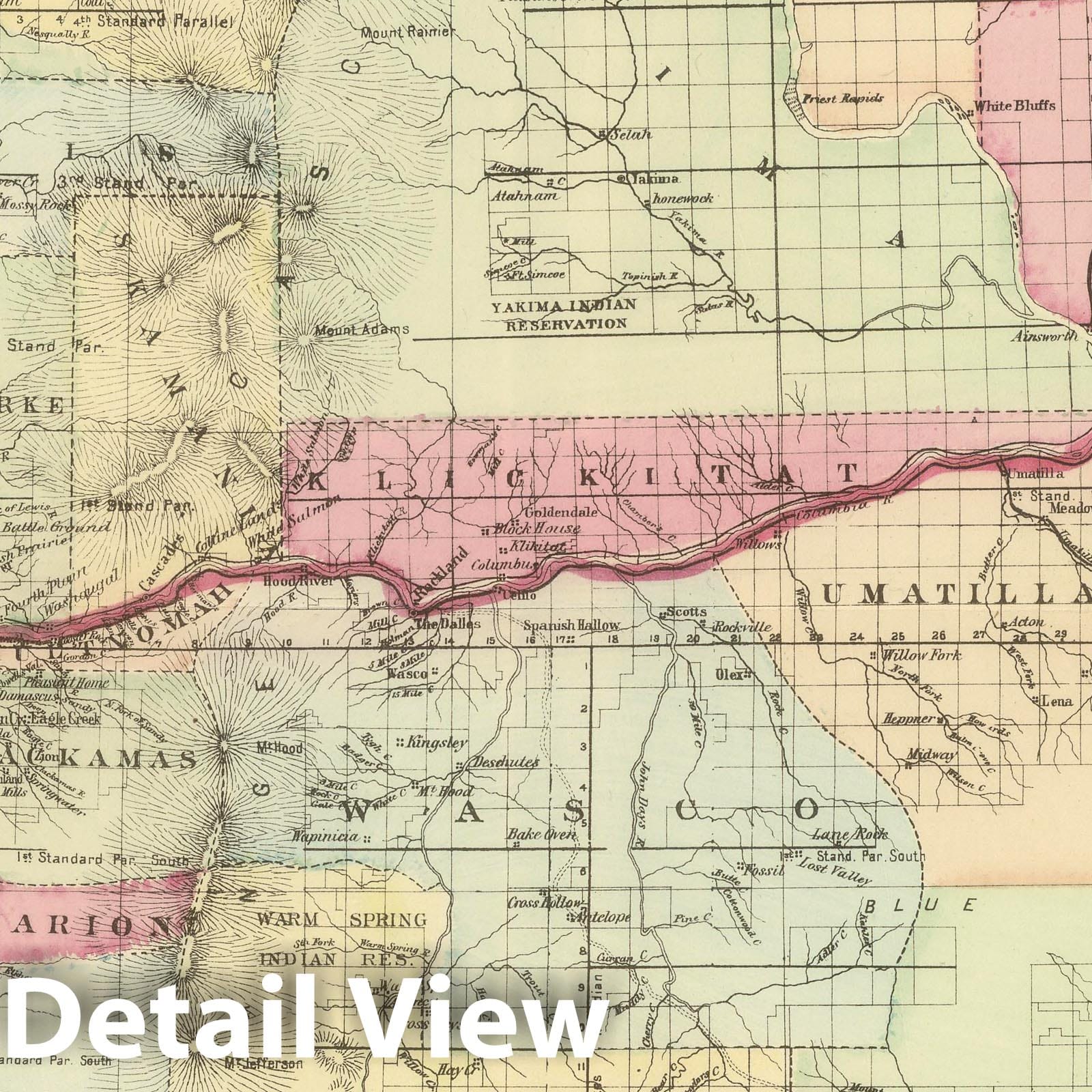 Oregon and Washington - Railroad Map, 1884 - Historical Map Print
