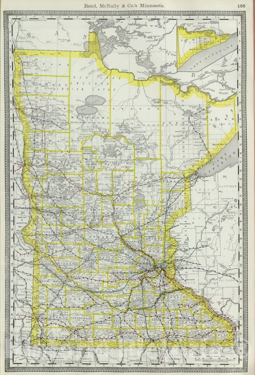 Historic Map : 1889 Minnesota. v2 - Vintage Wall Art