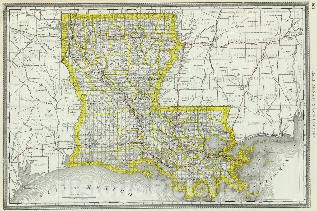 Historic Map : National Atlas - 1889 Louisiana. - Vintage Wall Art