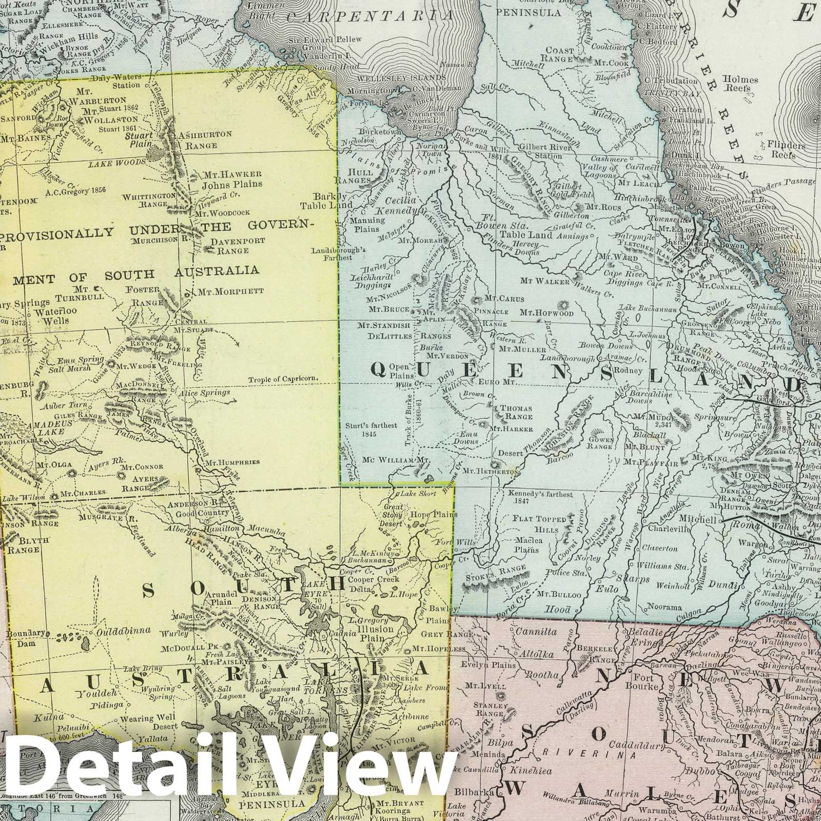 Australia - Railroad Map, 1889 - Historical Map Print