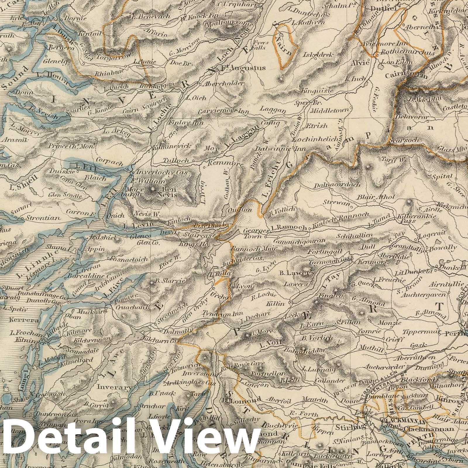 Scotland - Railroad Map, 1847 - Sharpe's Corresponding Atlas Print