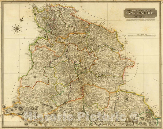 Historic Map : National Atlas - 1832 Lanarkshire N. - Vintage Wall Art
