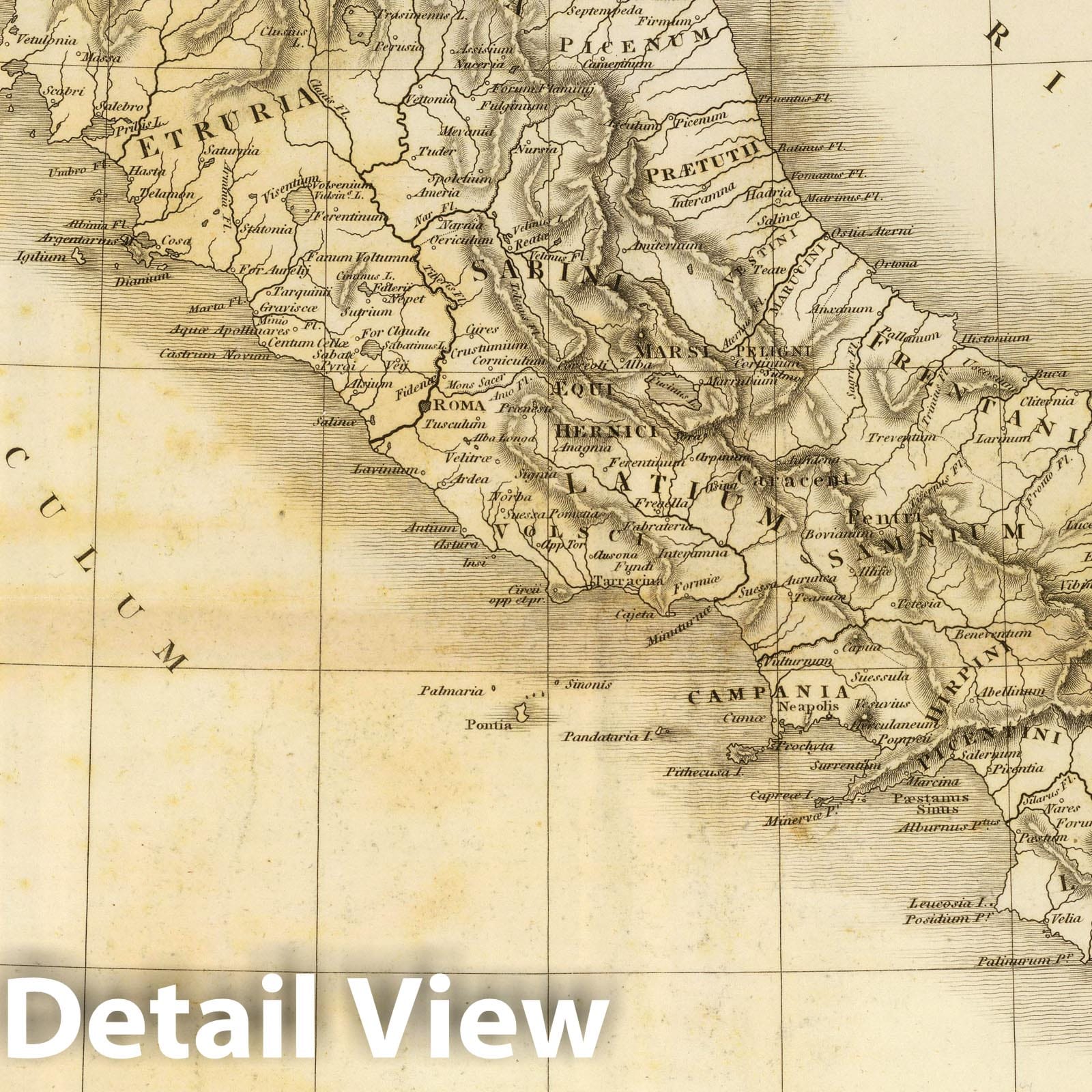 Italy, Corsica, and Dalmatian Coast - River Map, 1814 - Historical Map Print