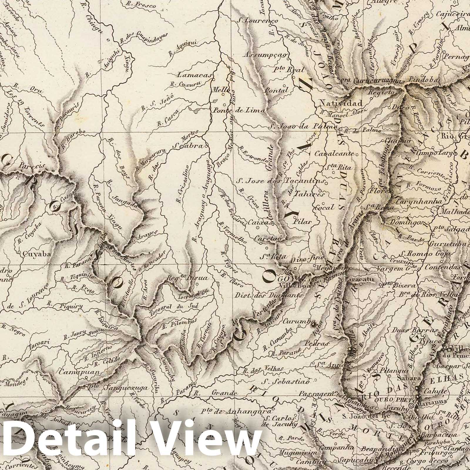 Brazil, Paraguay, and Uruguay - River Map, 1837 - Historical Map Print