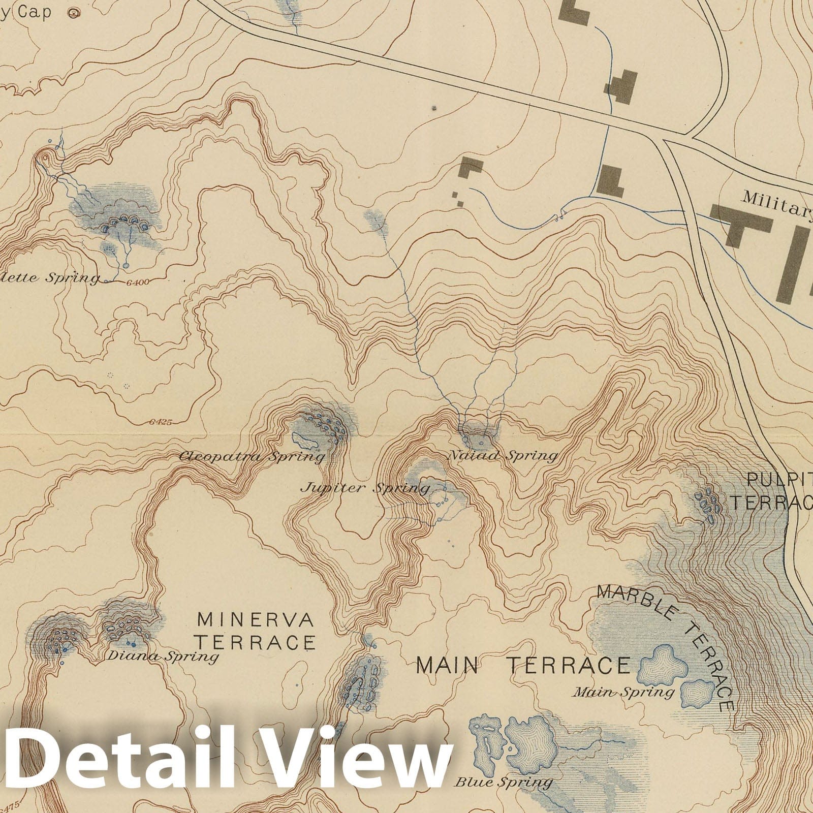 Mammoth Hot Springs, Yellowstone National Park - 1904 USGS Geological Map