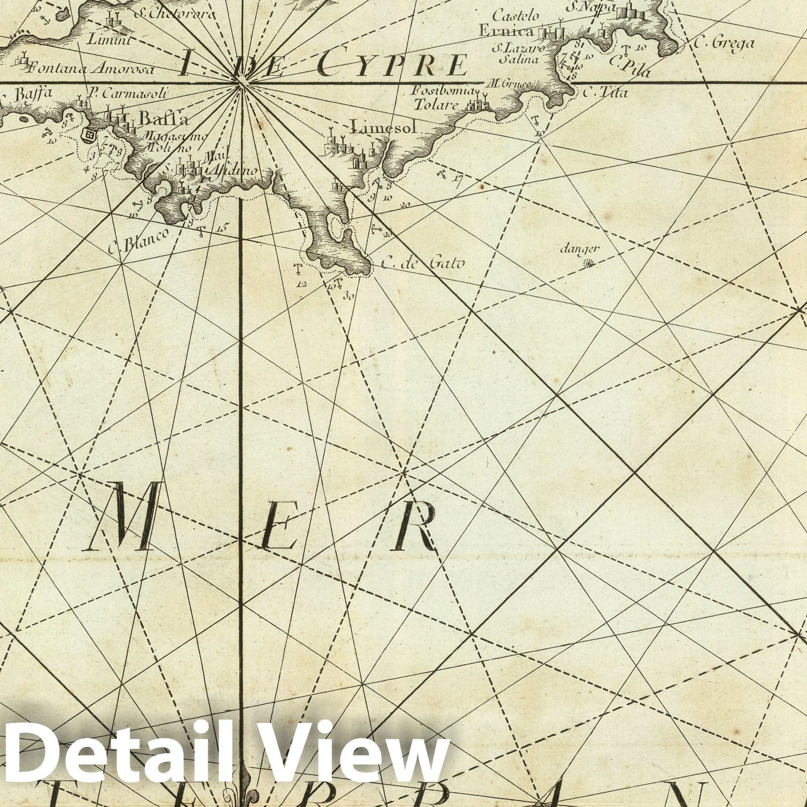 Mediterranean Sea - Nautical Chart, 1764 - Historical Map Print