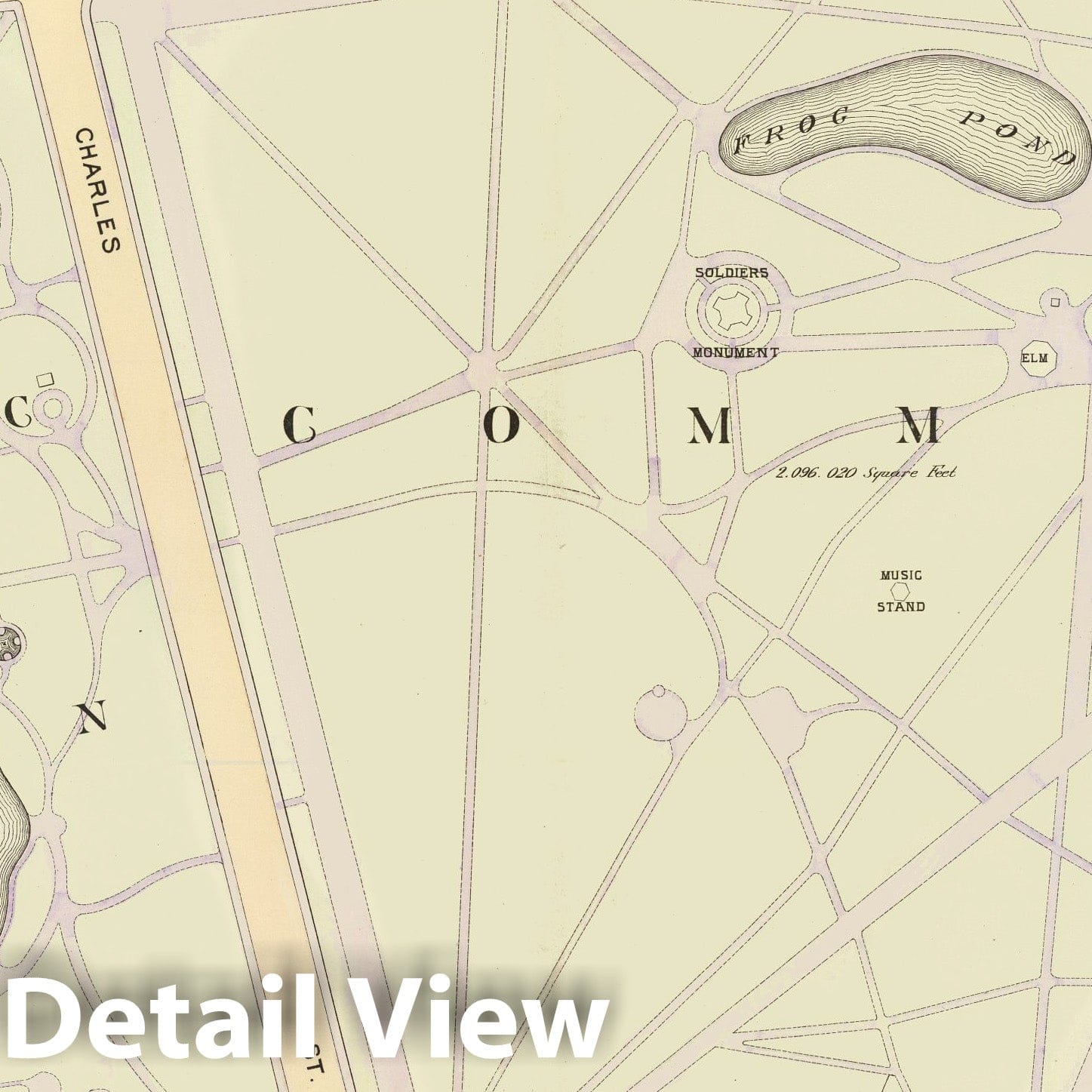 Boston Common and Public Garden, Boston, 1895 - Historical Map Print