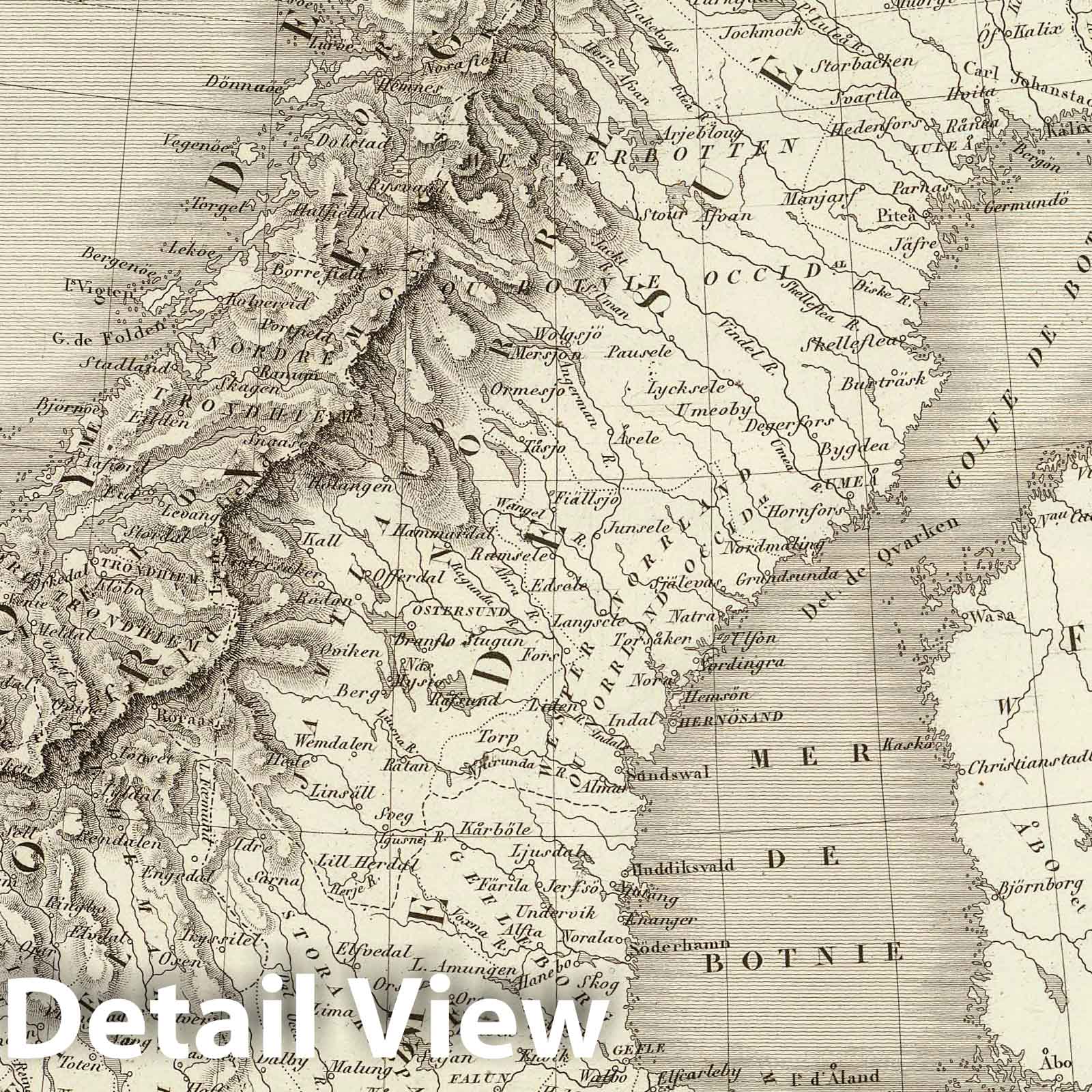 Sweden, Norway, and Denmark 1837 - Historical Map Print