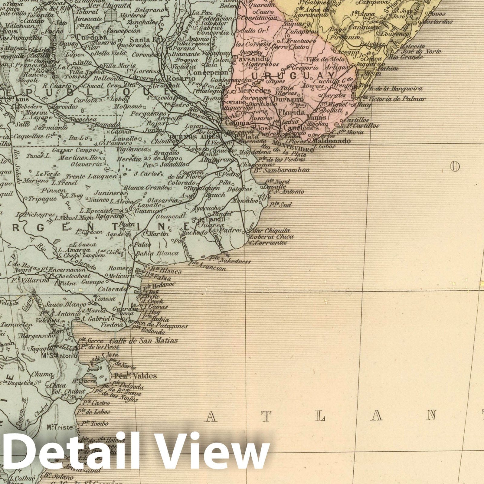 South America, Southern Part - Railroad Map, 1892 - Historical Map Print